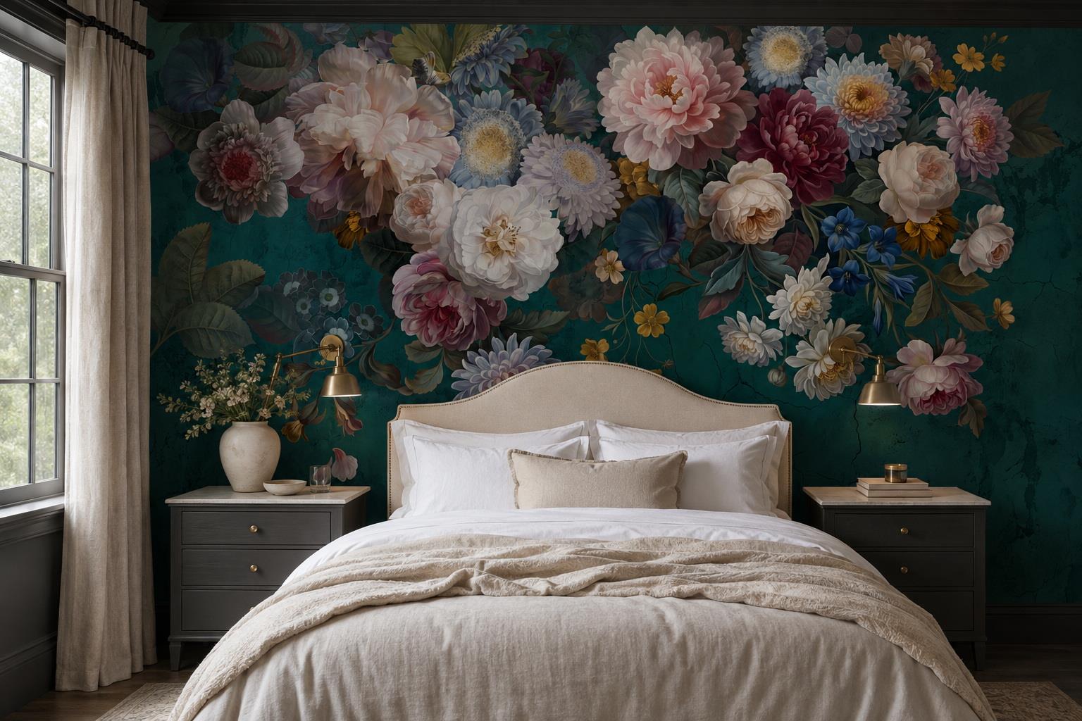 Tan And Neutral Abstract Forms Illustrated Layered Wallpaper Mural Bedroom-wallpaper-murals, Peel-and-stick Finish