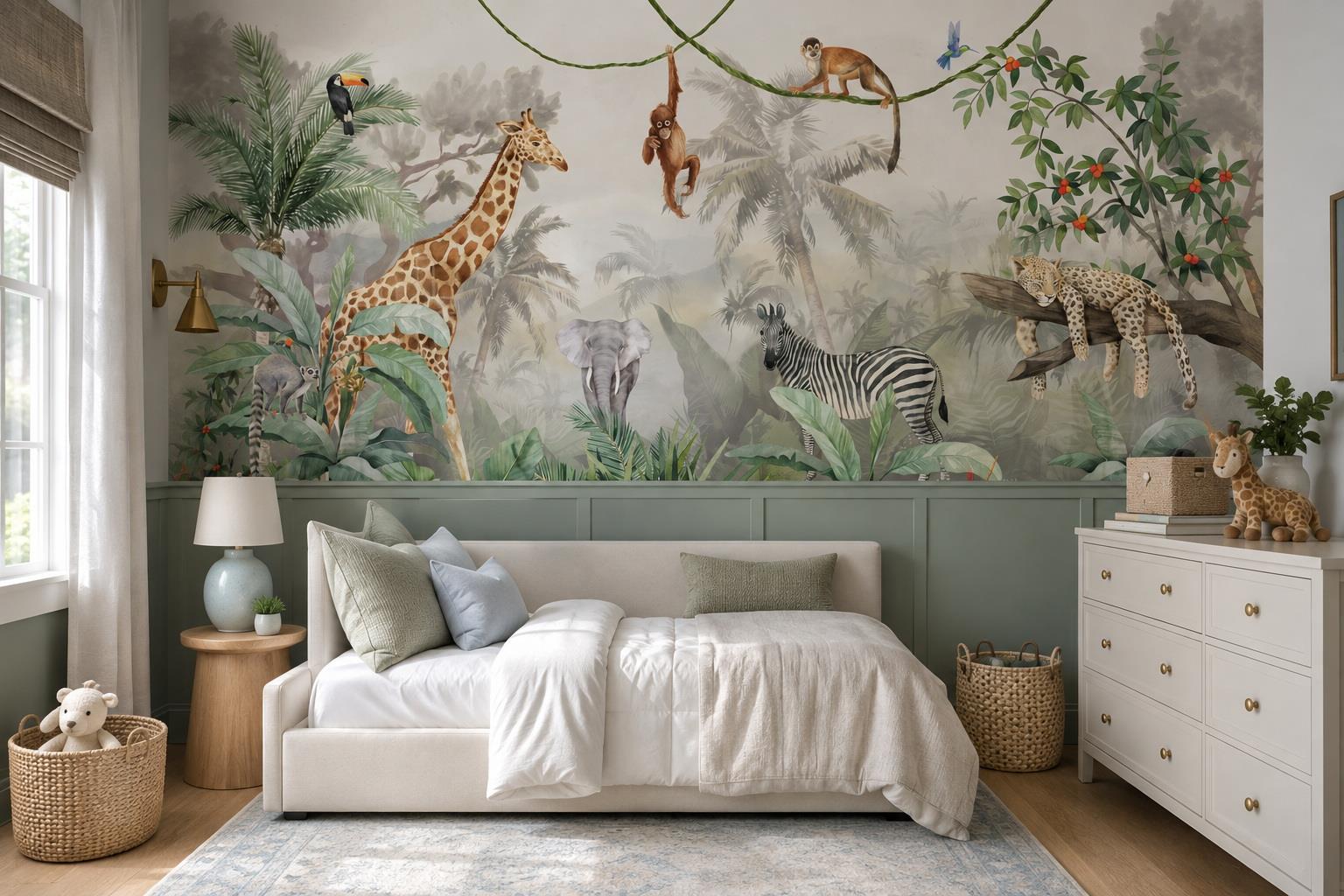 Tan And Neutral Abstract Forms Illustrated Linear Wallpaper Mural Accent-wall-wallpaper-murals, Peel-and-stick Finish