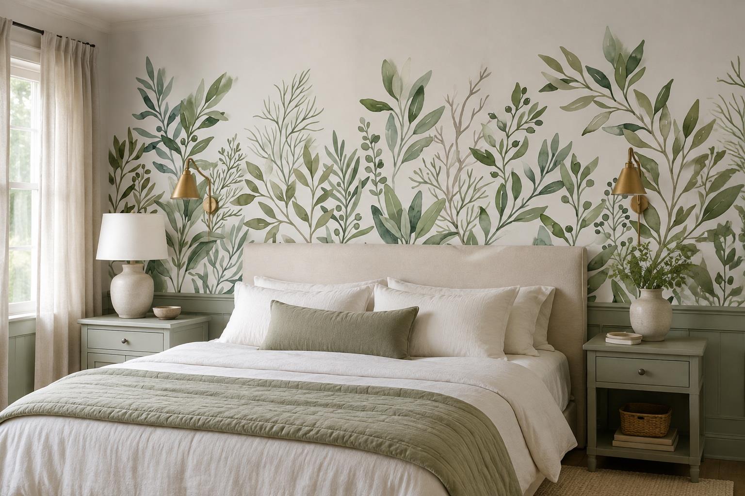 Tan And Neutral Abstract Forms Illustrated Curved Wallpaper Mural Bedroom-wallpaper-murals, Peel-and-stick Finish
