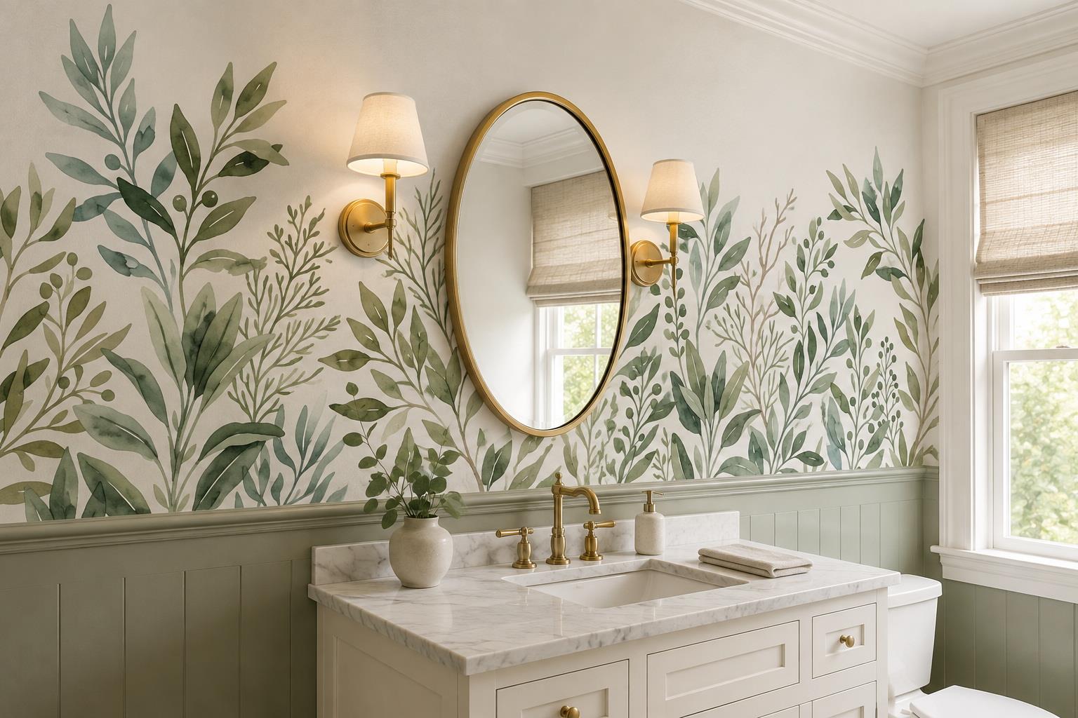 Tan And Neutral Abstract Forms Illustrated Curved Wallpaper Mural Accent-wall-wallpaper-murals, Peel-and-stick Finish