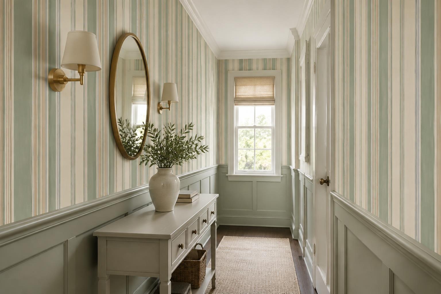 Tan And Red Abstract Forms Painterly Wallpaper Mural Entryway-wallpaper-murals, Peel-and-stick Finish