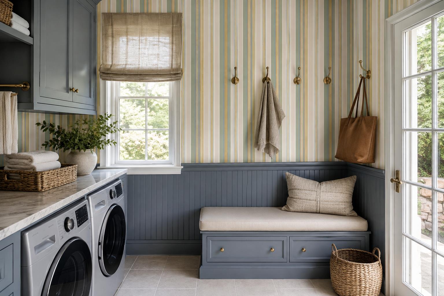 Soft Neutral Vertical Pinstripe Wallpaper Mural — Wallpaper Mural Design, Peel-and-stick Finish