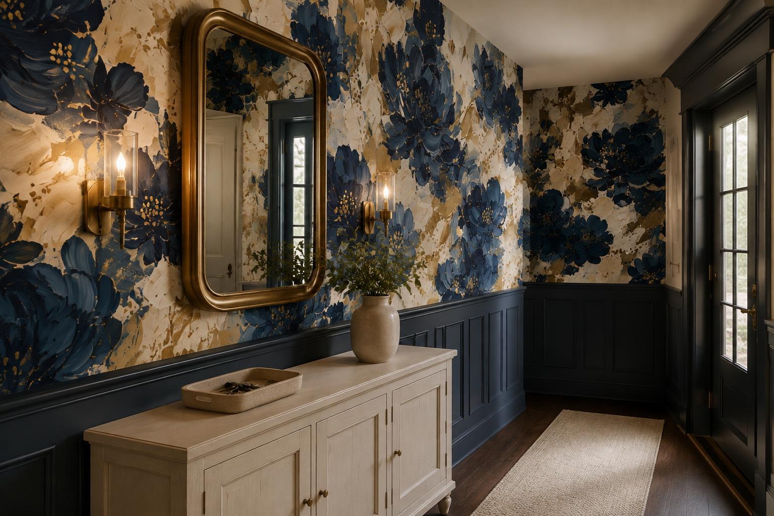 Tan And Neutral Abstract Forms Illustrated Surface Wallpaper Mural Entryway-wallpaper-murals, Peel-and-stick Finish