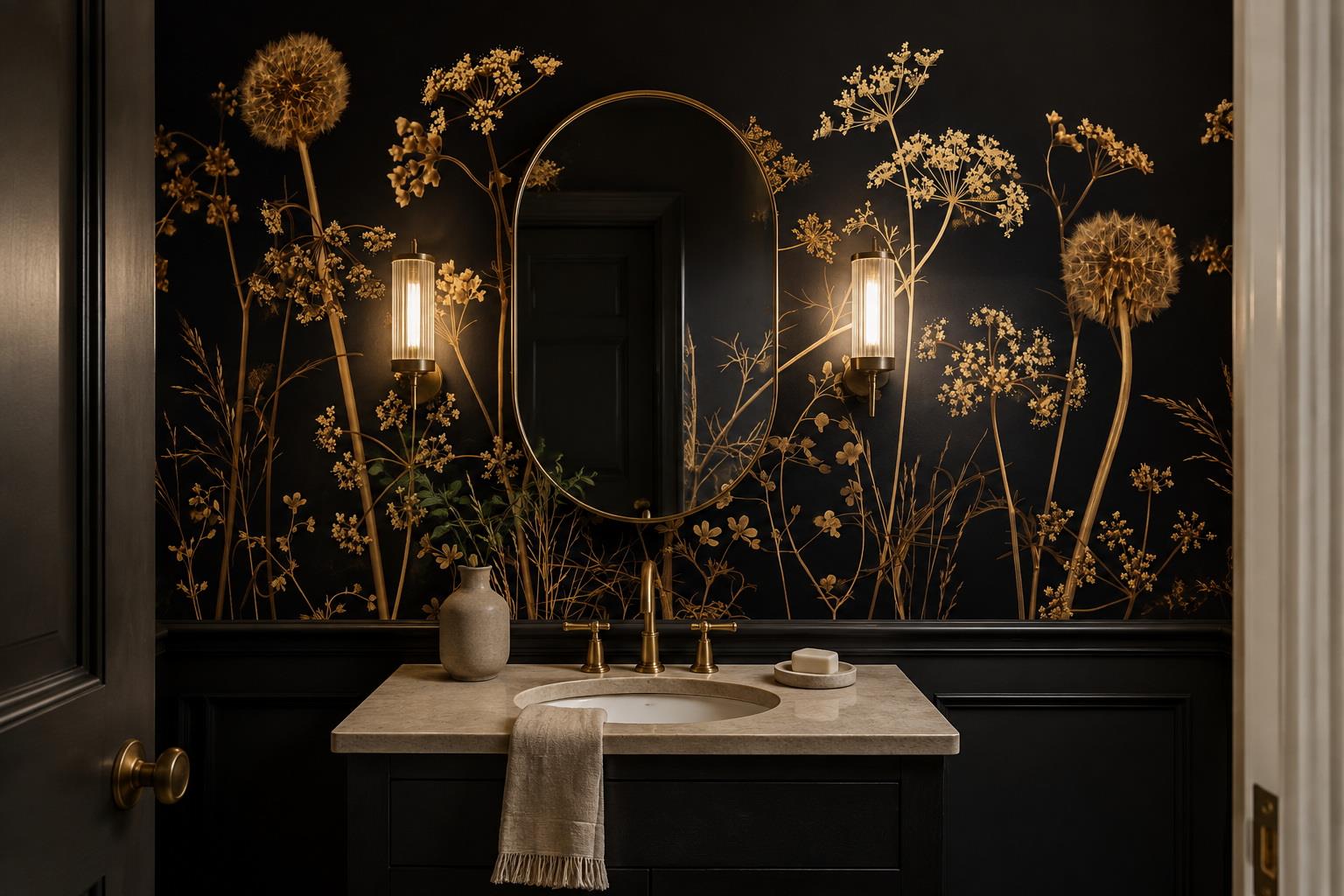 Tan And Neutral Abstract Forms Illustrated Detail Wallpaper Mural Accent-wall-wallpaper-murals, Peel-and-stick Finish
