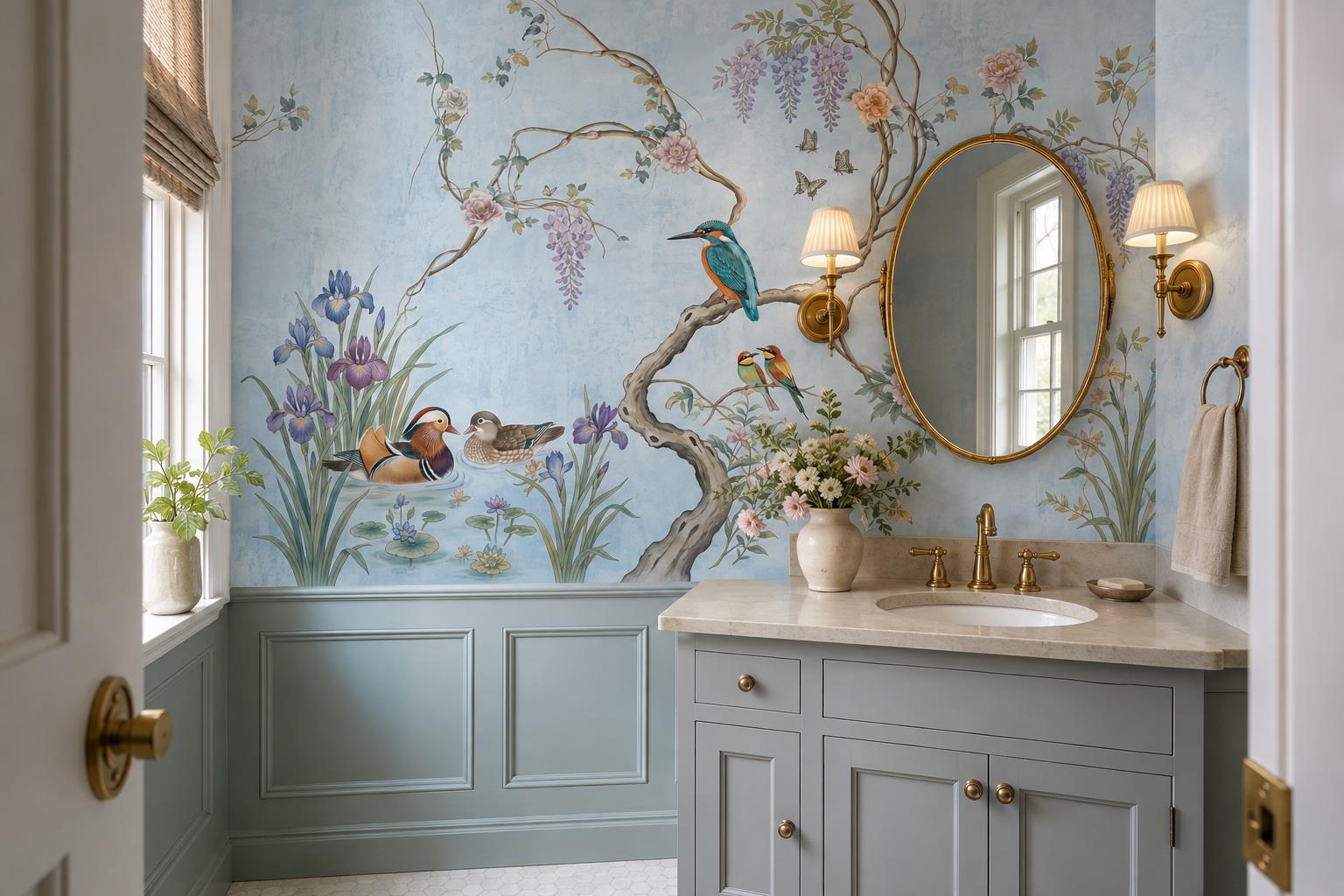 Tan And Neutral Abstract Forms Illustrated Composition Wallpaper Mural Accent-wall-wallpaper-murals, Peel-and-stick Finish