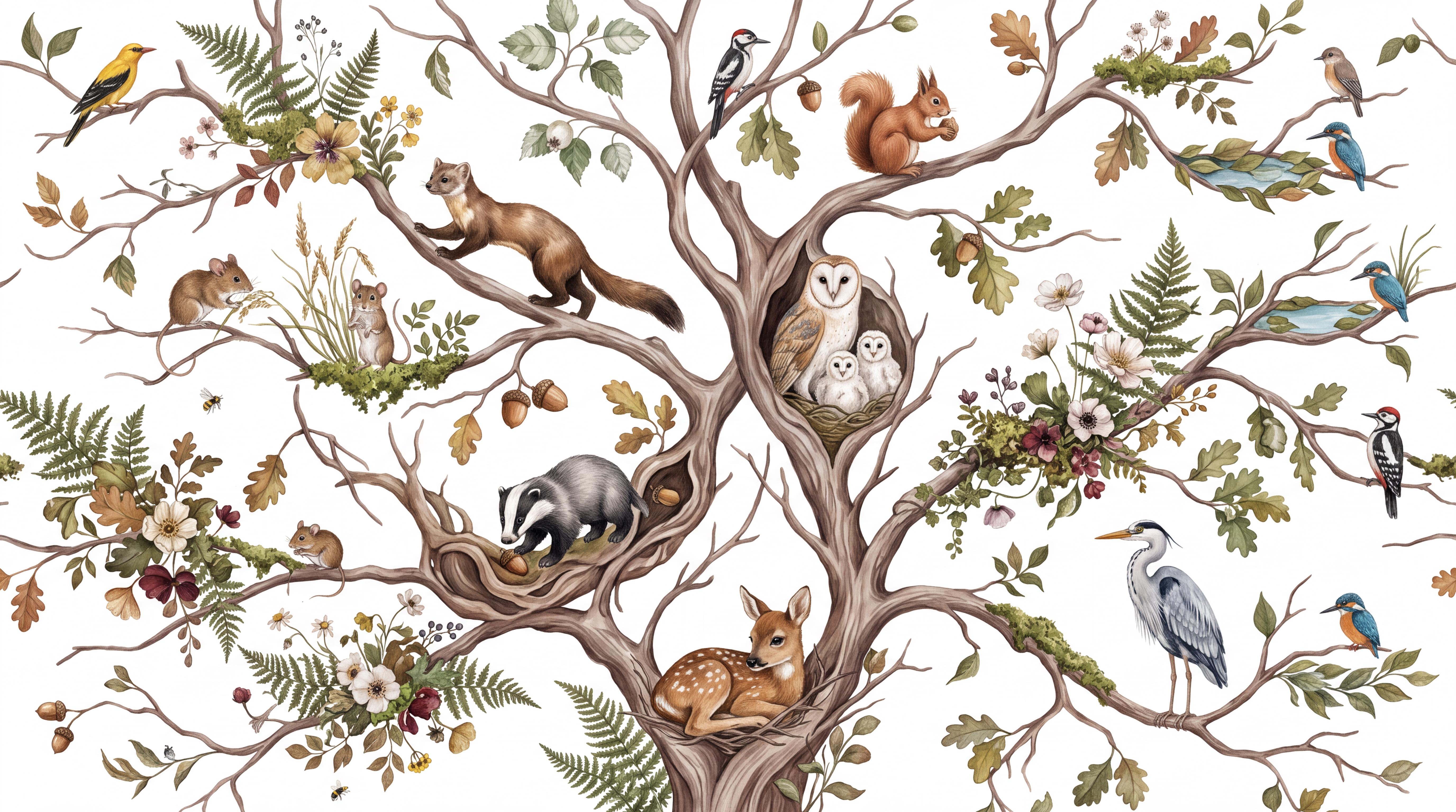 Tan And Neutral Abstract Forms Illustrated Quiet Wallpaper Mural, Peel-and-stick Finish