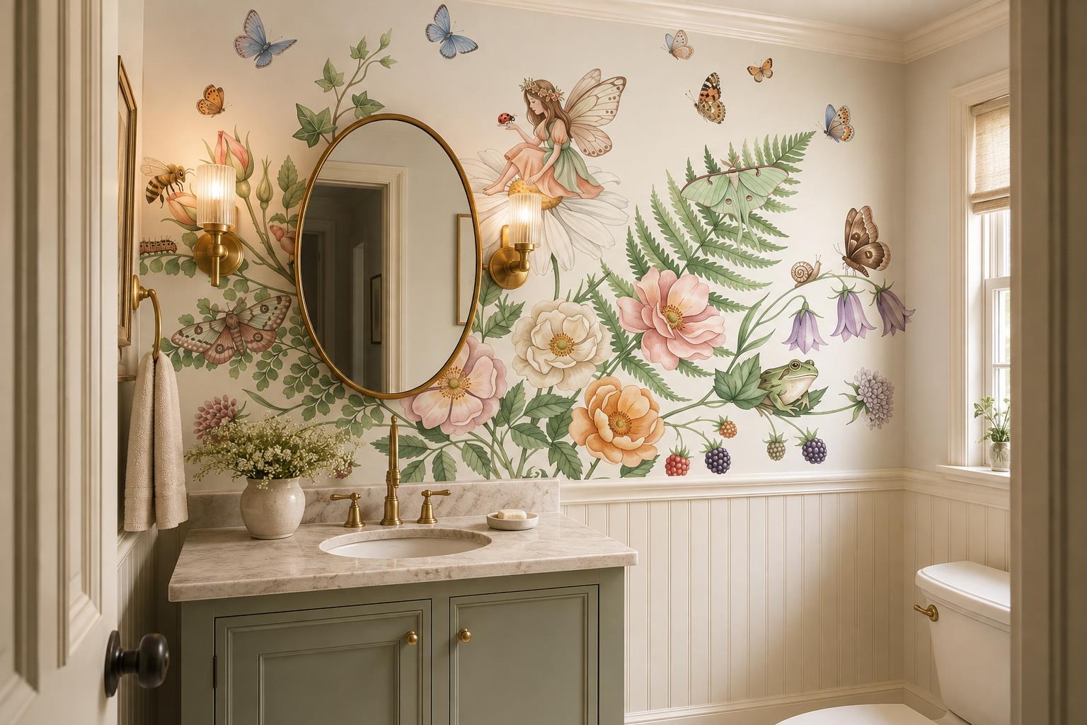 Tan And Neutral Abstract Forms Illustrated Balanced Wallpaper Mural Accent-wall-wallpaper-murals, Peel-and-stick Finish