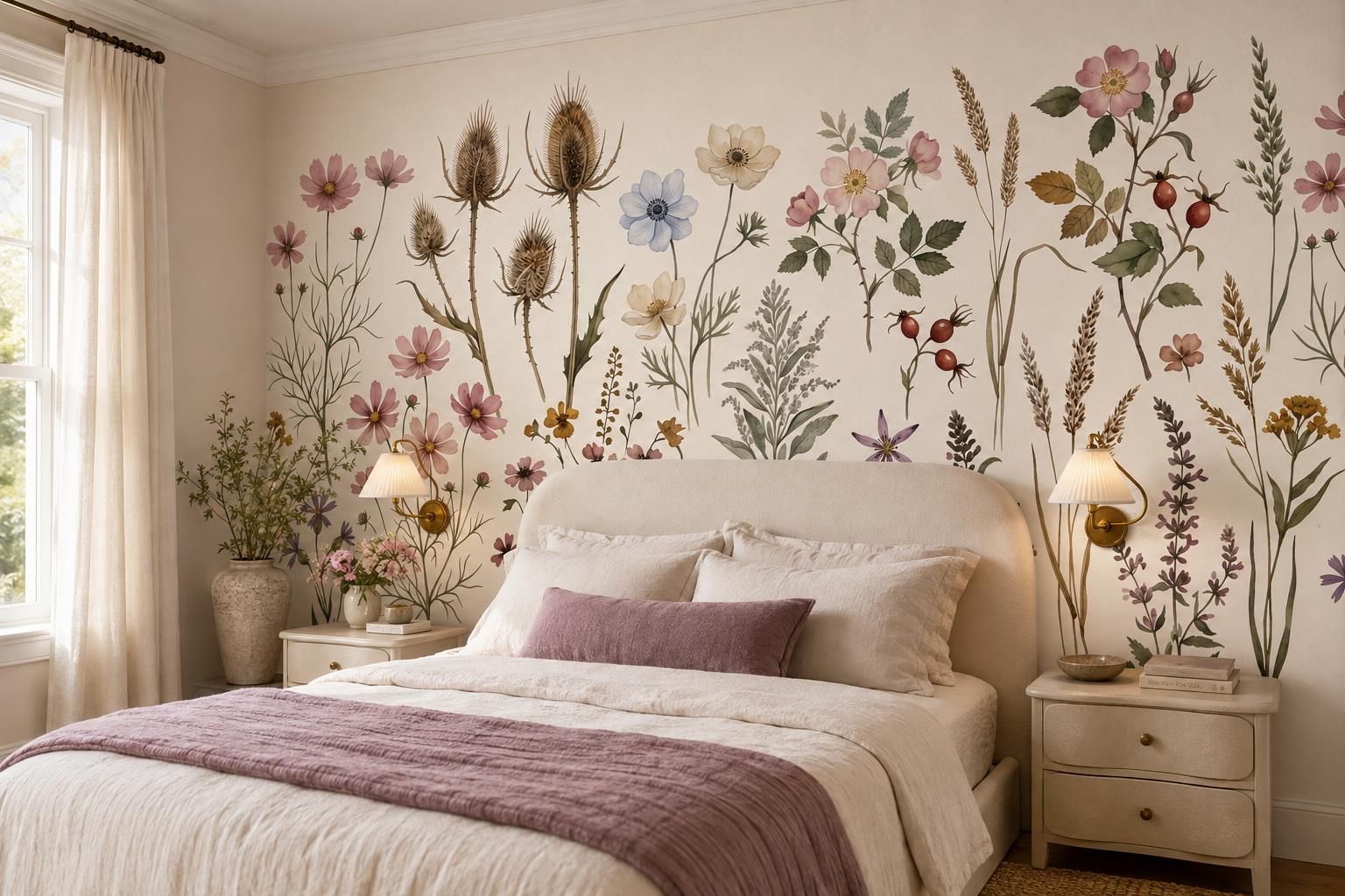Tan And Neutral Abstract Forms Illustrated Refined Wallpaper Mural Bedroom-wallpaper-murals, Peel-and-stick Finish