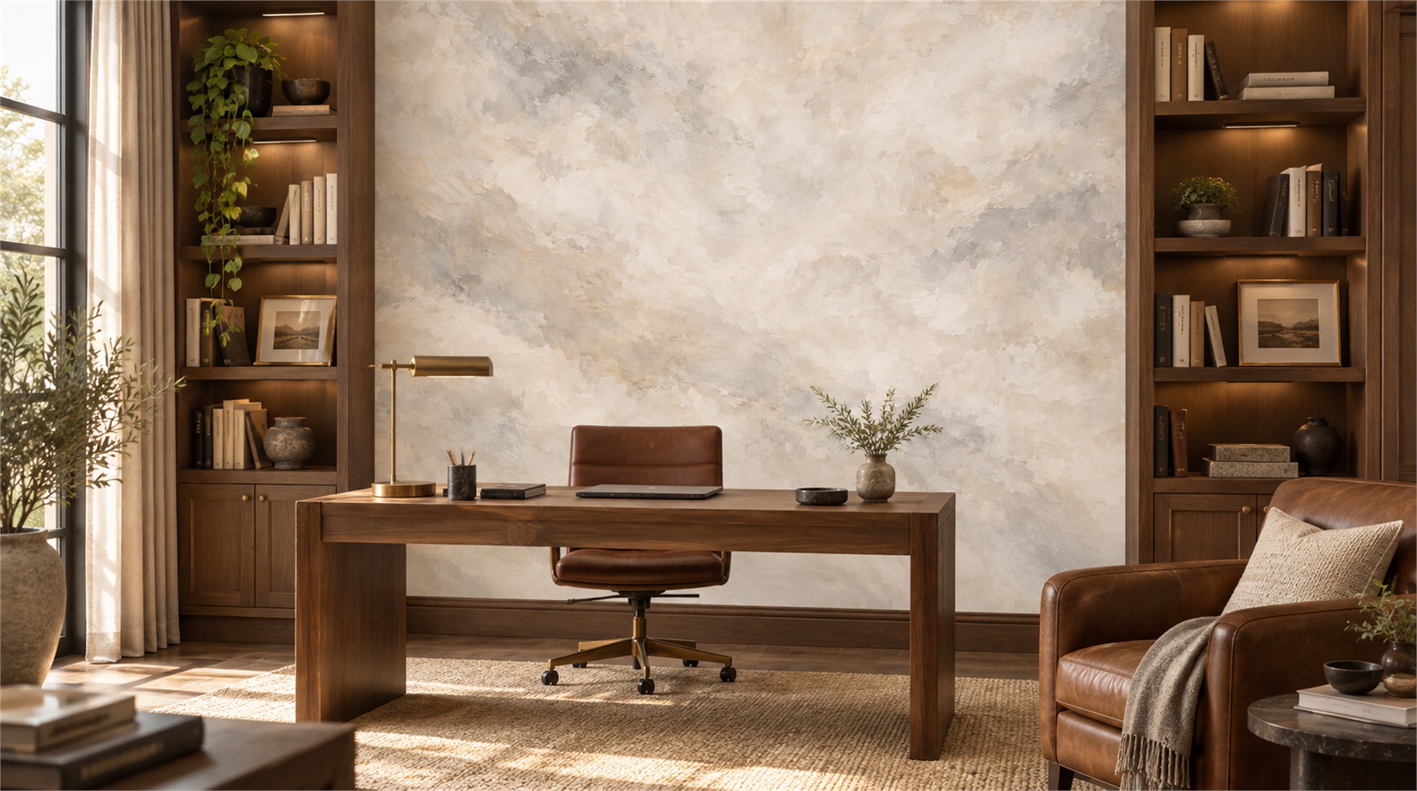 Ivory And Red Decorative Patterning Wallpaper Mural Library-wallpaper-murals, Peel-and-stick Finish