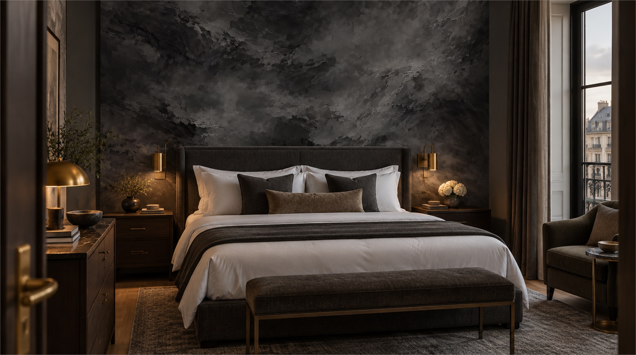 Red And Neutral Decorative Patterning Wallpaper Mural Feature-wall-wallpaper-murals, Peel-and-stick Finish