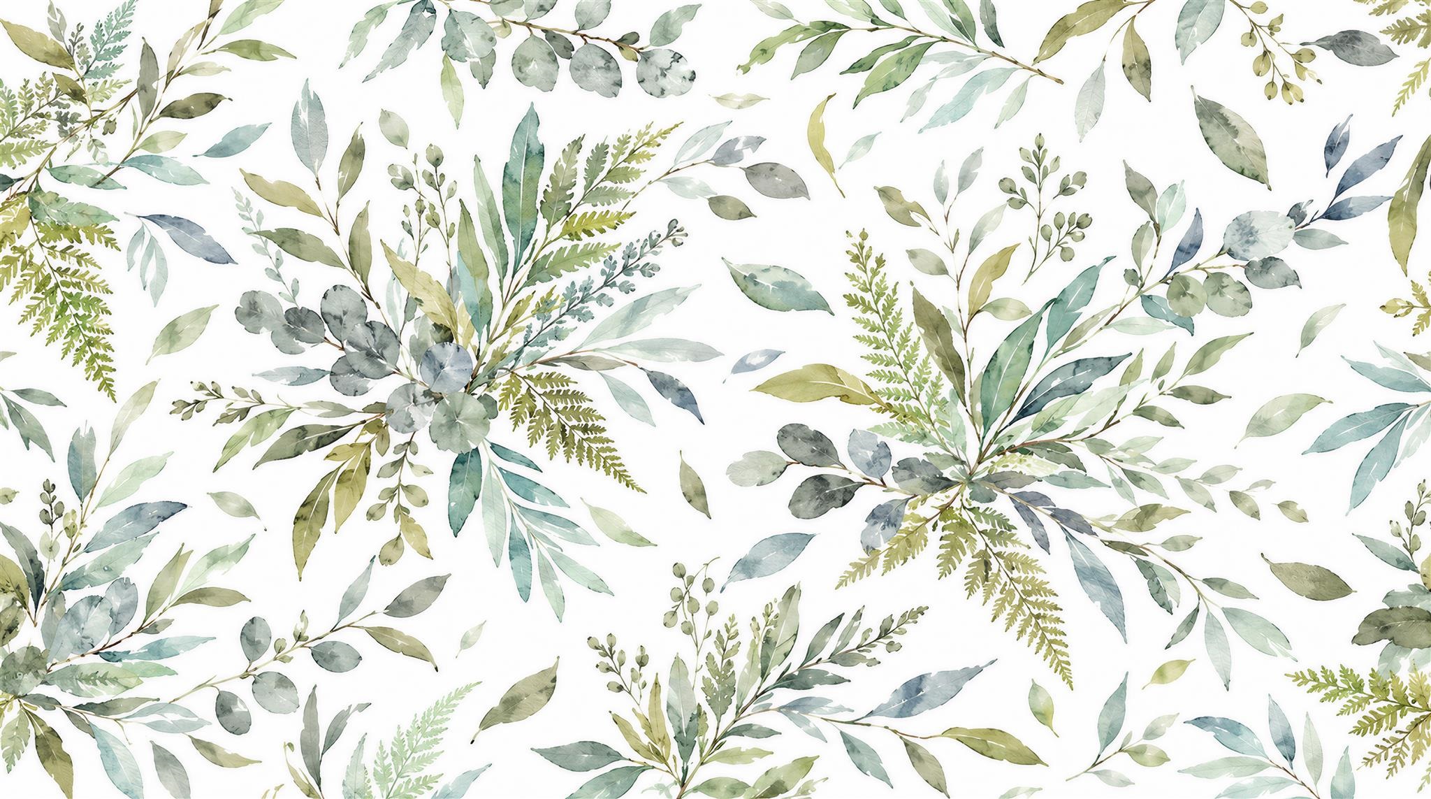 Red And Sage Green Leaf Patterning Wallpaper Mural Accent-wall-wallpaper-murals, Peel-and-stick Finish