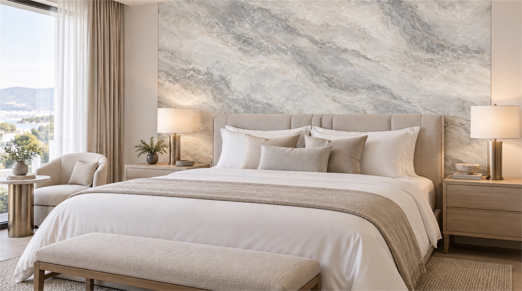 Grey And Red Marble Veining Wallpaper Mural Accent-wall-wallpaper-murals, Peel-and-stick Finish