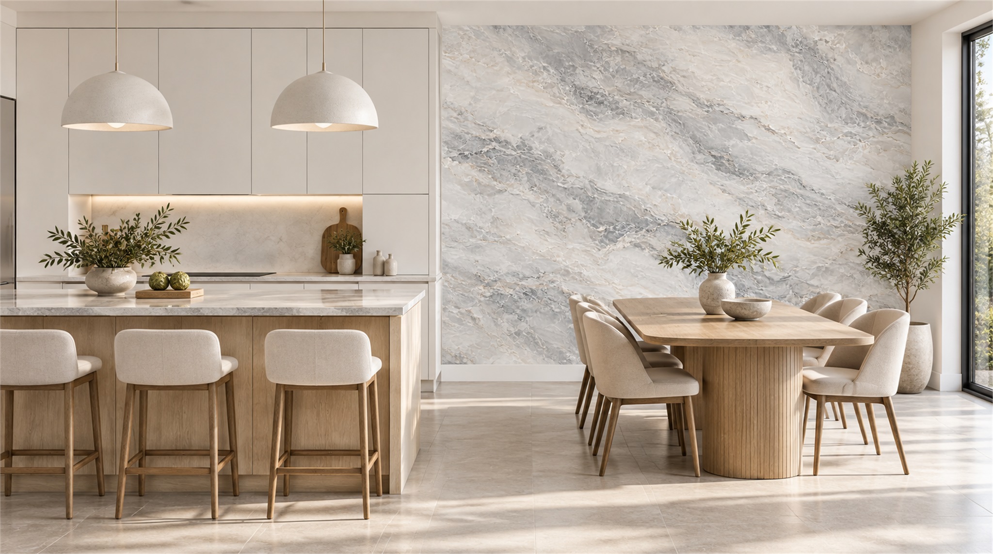 Grey And Red Marble Veining Wallpaper Mural Kitchen-wallpaper-murals, Peel-and-stick Finish