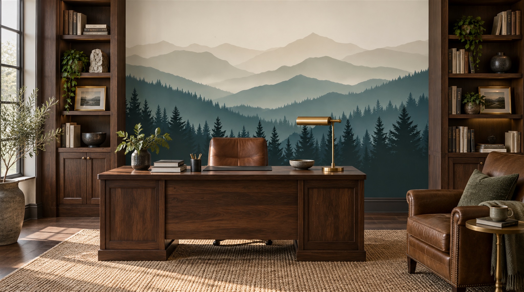 Red And Blue Decorative Patterning Wallpaper Mural Library-wallpaper-murals, Peel-and-stick Finish