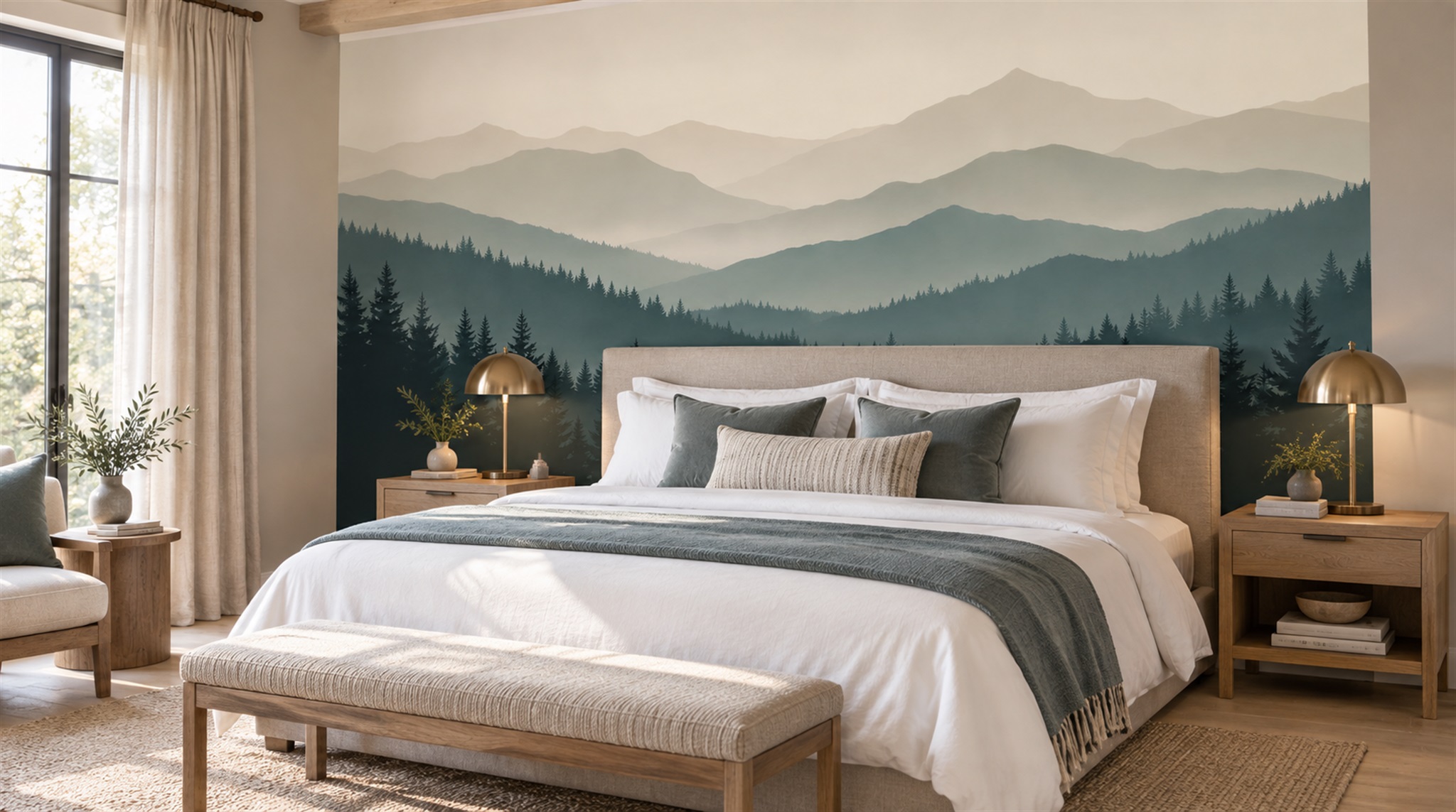 Red And Blue Decorative Patterning Wallpaper Mural Accent-wall-wallpaper-murals, Peel-and-stick Finish