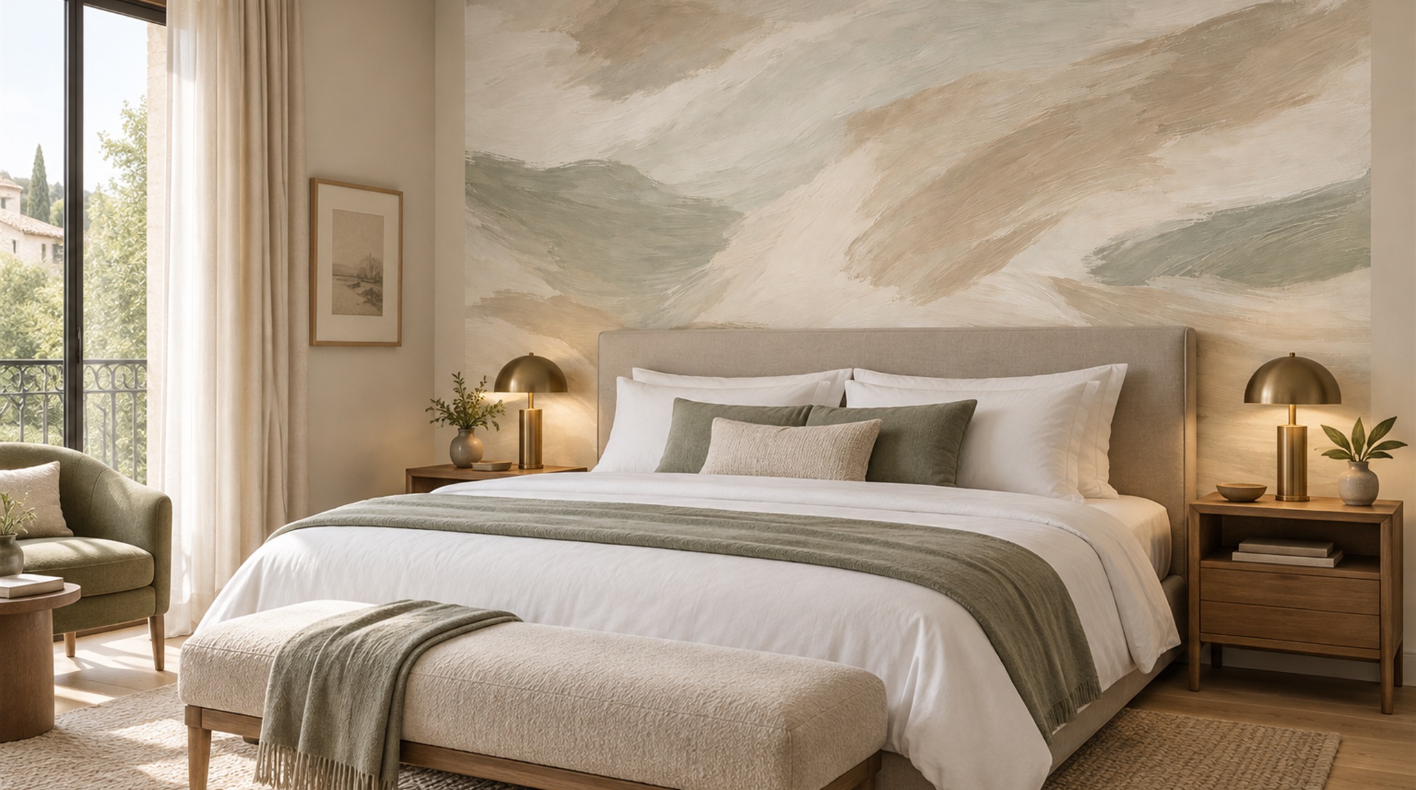 Beige And Red Abstract Forms Wallpaper Mural Feature-wall-wallpaper-murals, Peel-and-stick Finish