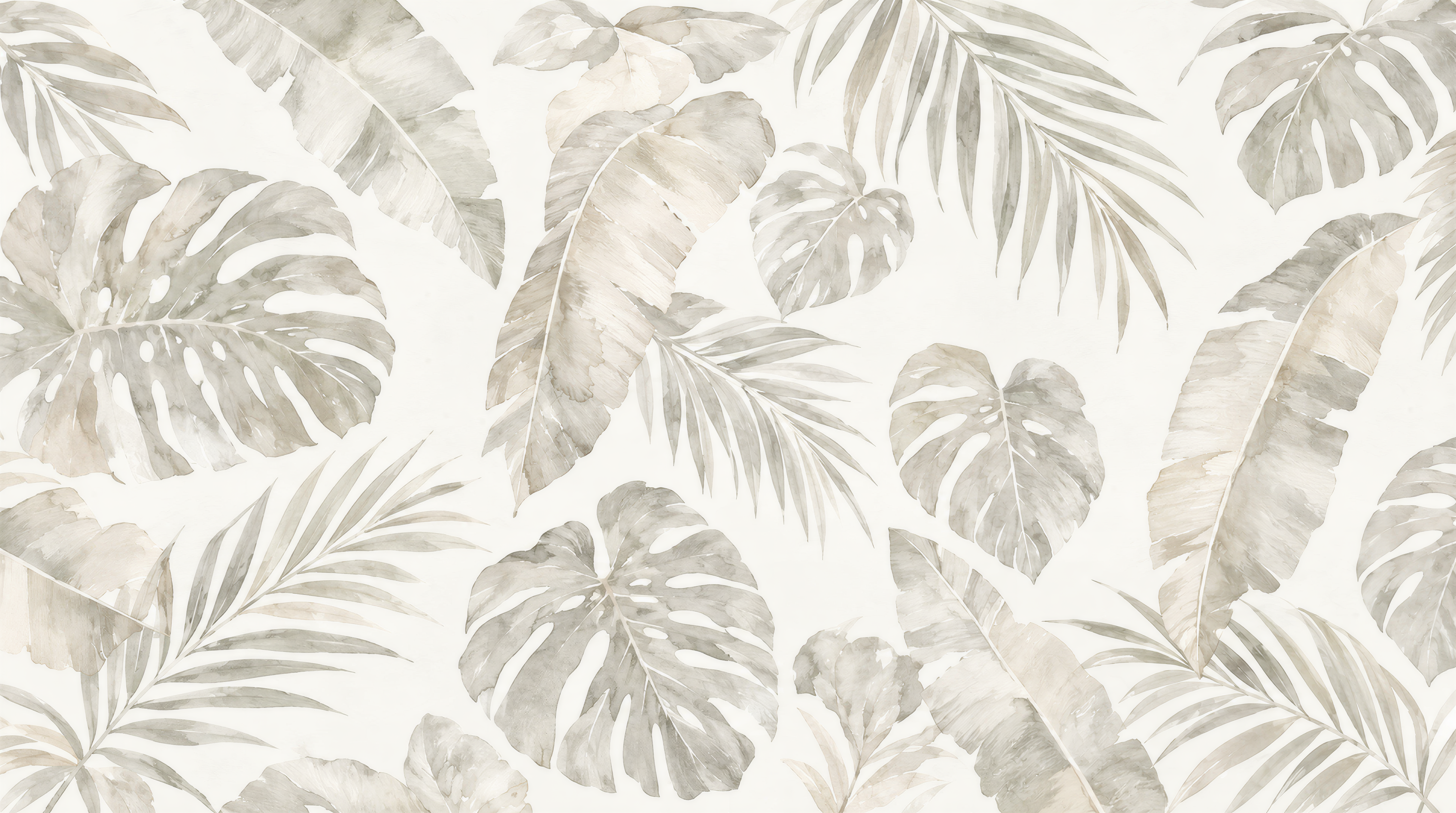 Ivory And Red Palm Leaves Wallpaper Mural, Peel-and-stick Finish