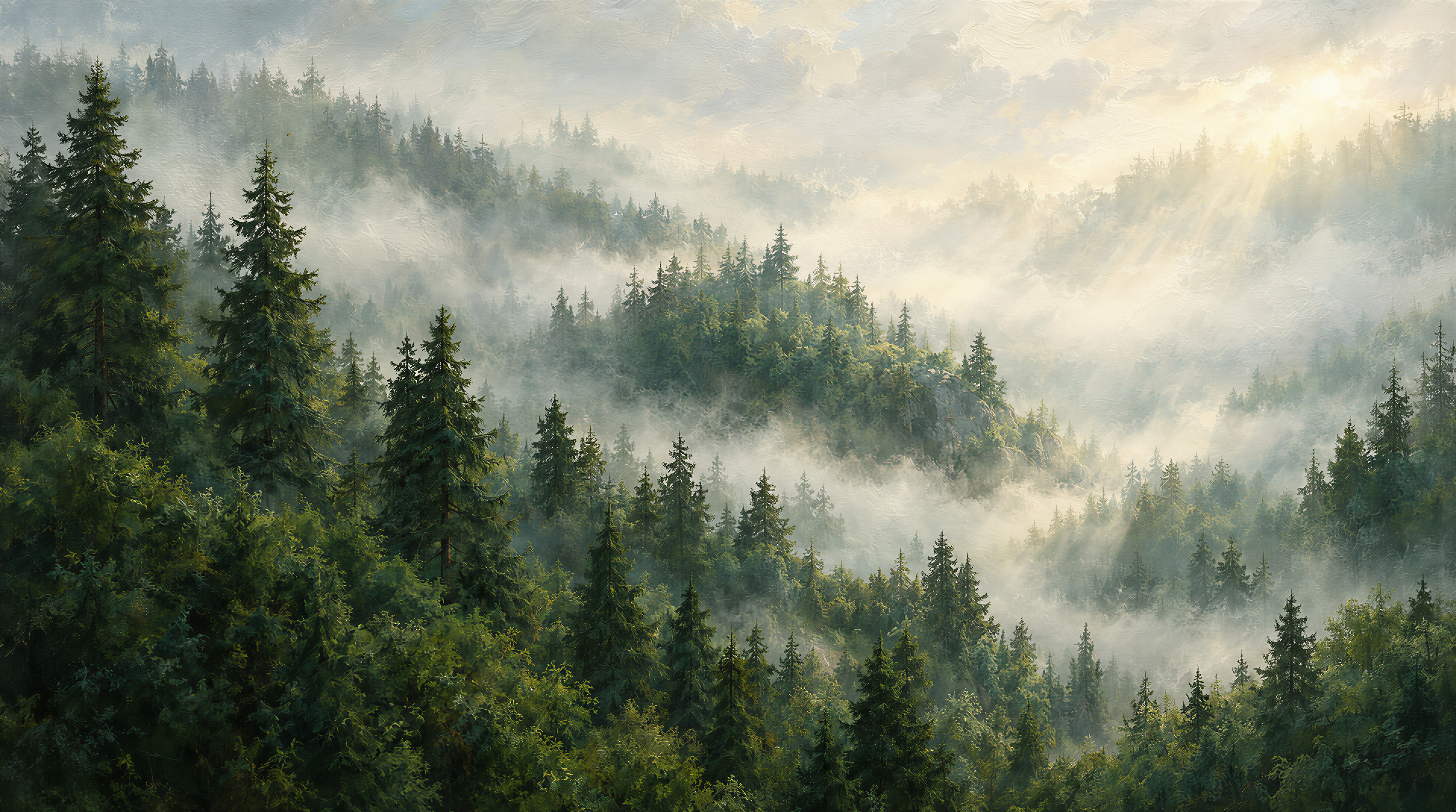 Red And Green Woodland Trees Wallpaper Mural, Peel-and-stick Finish