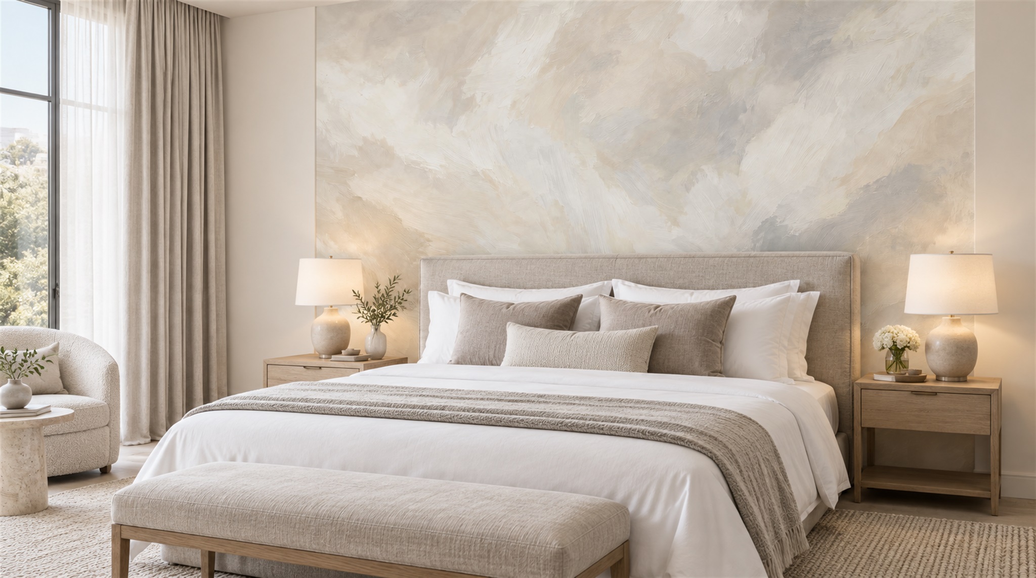 Ivory And Red Decorative Patterning Layered Wallpaper Mural Accent-wall-wallpaper-murals, Peel-and-stick Finish