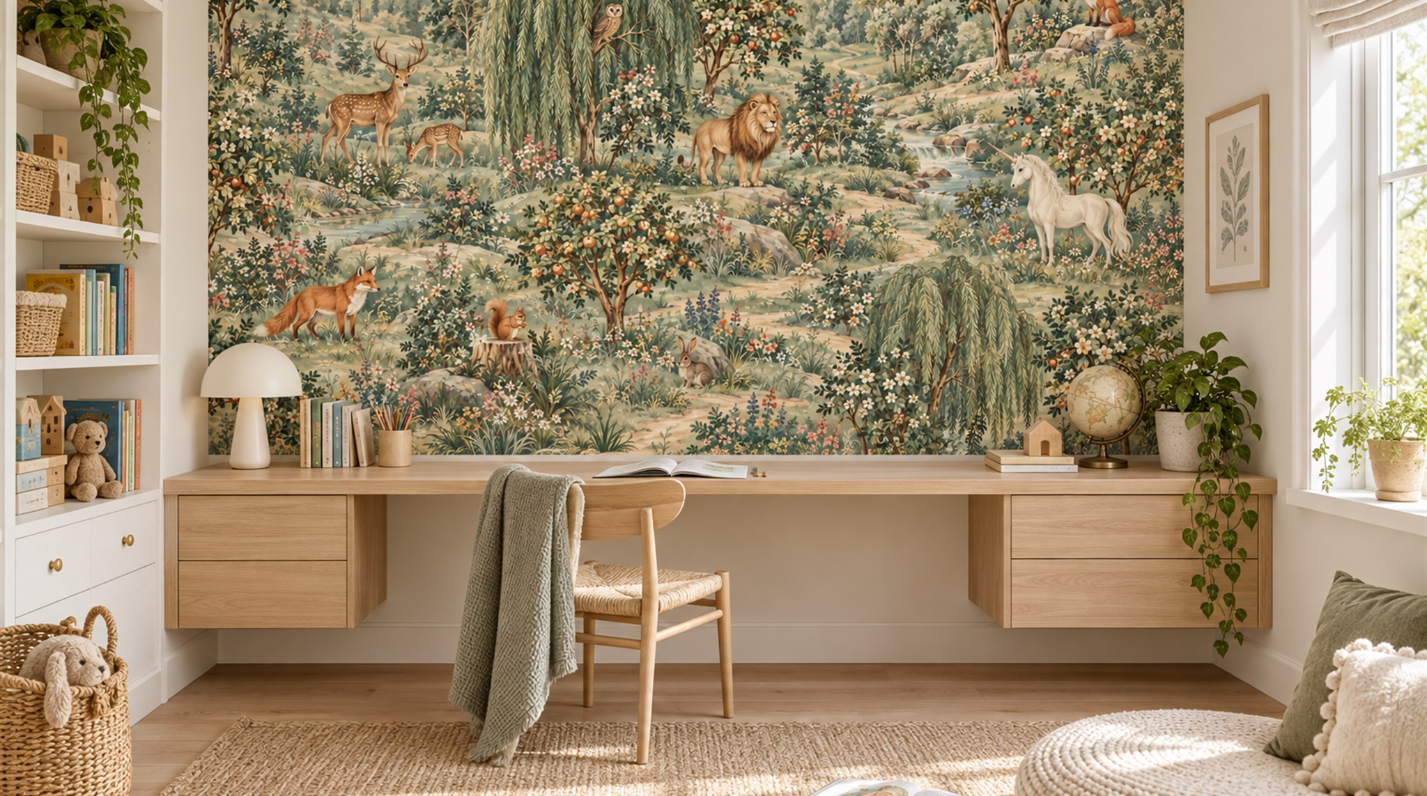Red And Olive A Painterly Scenic View Wallpaper Mural Accent-wall-wallpaper-murals, Peel-and-stick Finish