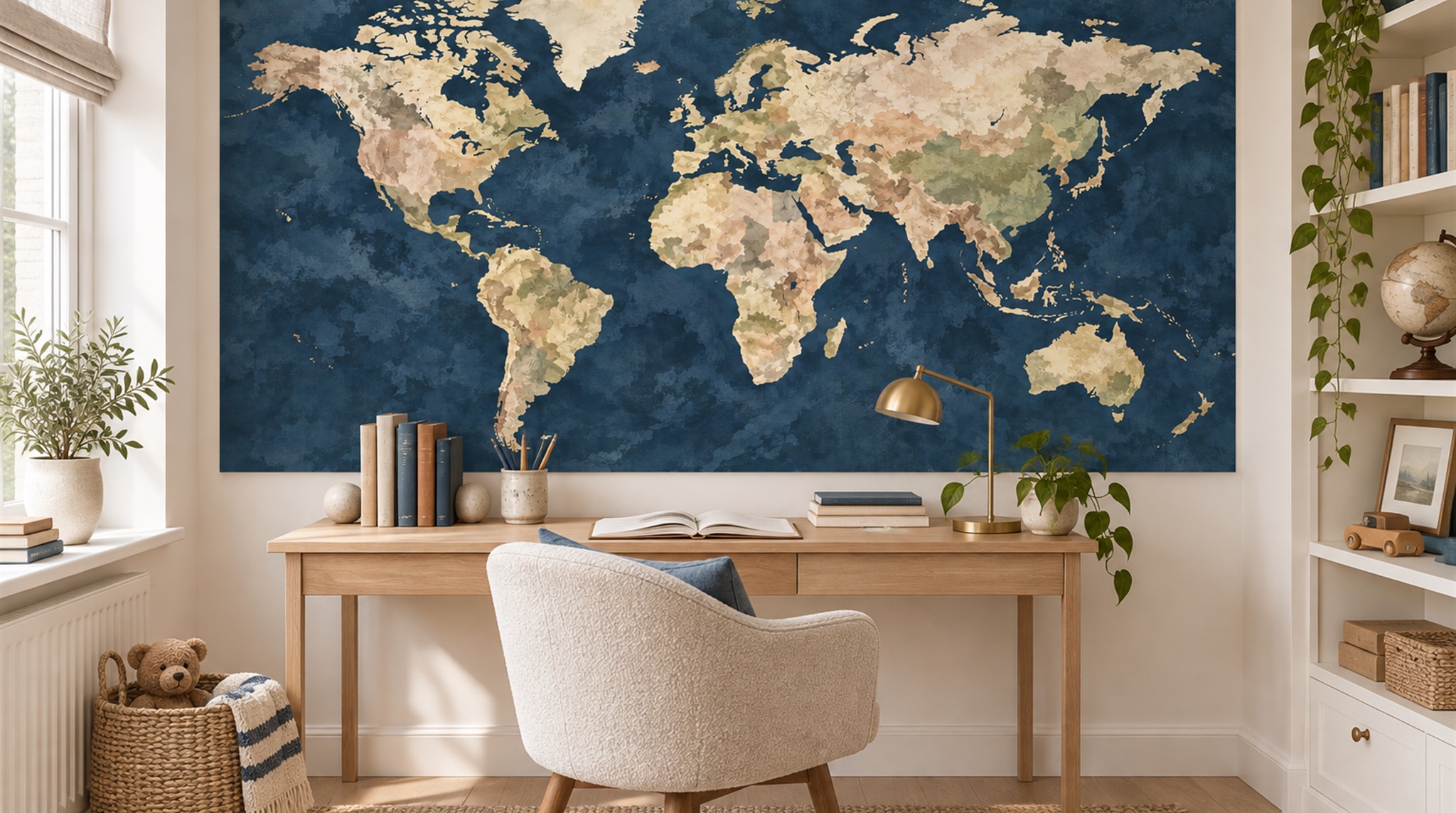 Red And Navy Decorative Patterning Wallpaper Mural Accent-wall-wallpaper-murals, Peel-and-stick Finish