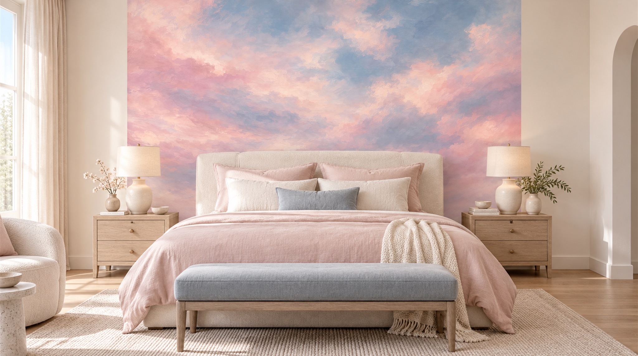 Red And Pink Decorative Patterning Textured Wallpaper Mural Bedroom-wallpaper-murals, Peel-and-stick Finish