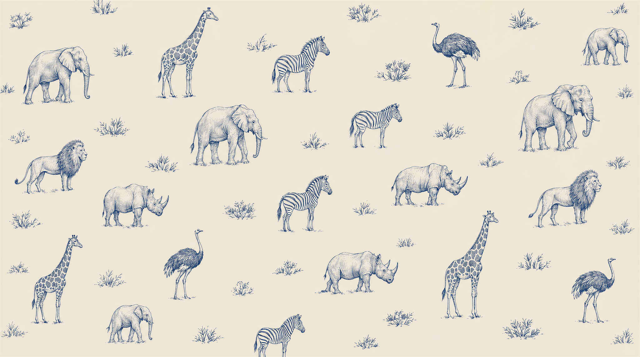 Ivory And Red Animal Forms Wallpaper Mural Playroom-wallpaper-murals, Peel-and-stick Finish