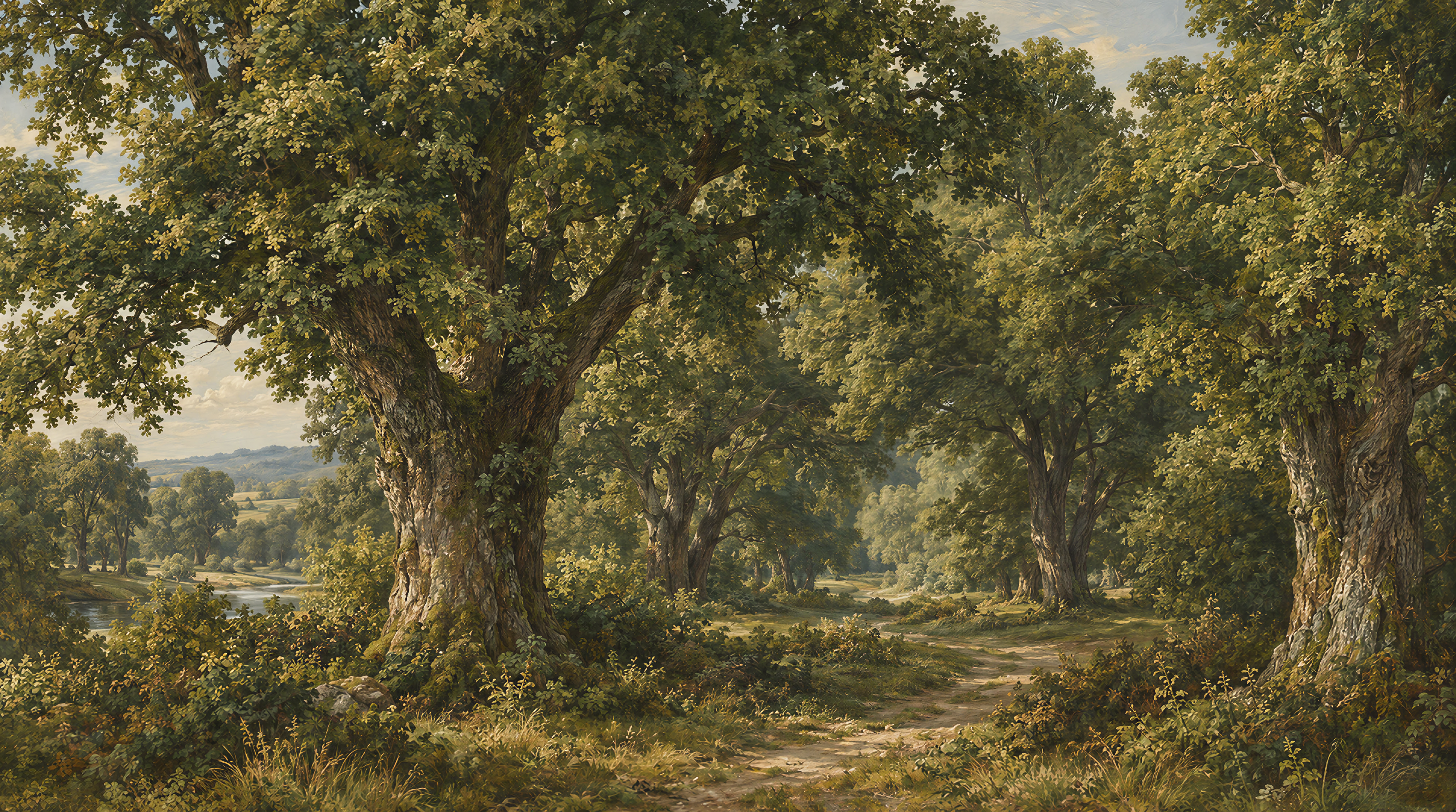 Red And Green Woodland Trees Forest Wallpaper Mural, Peel-and-stick Finish