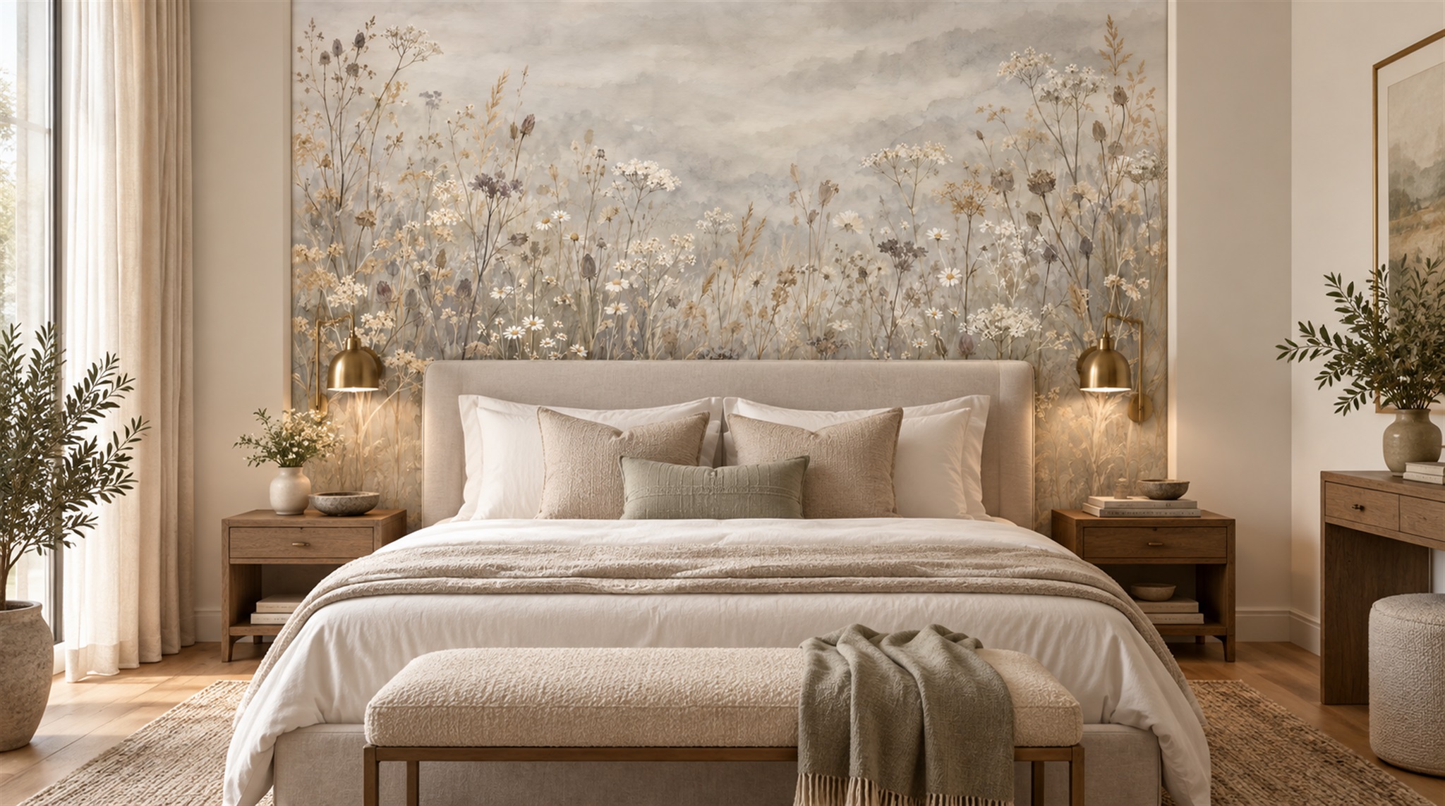 Ivory And Red Decorative Patterning Textured Wallpaper Mural Accent-wall-wallpaper-murals, Peel-and-stick Finish