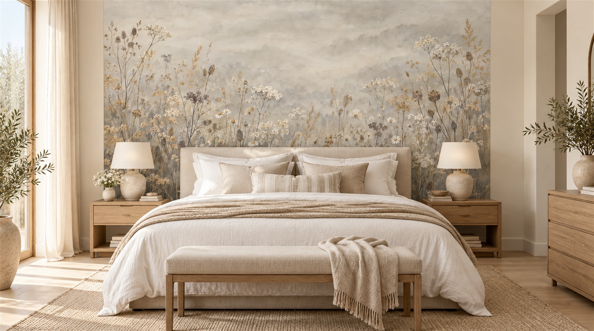 Ivory And Red Decorative Patterning Textured Wallpaper Mural Dining-room-wallpaper-murals, Shown In A Dining Room, Peel-and-stick Finish