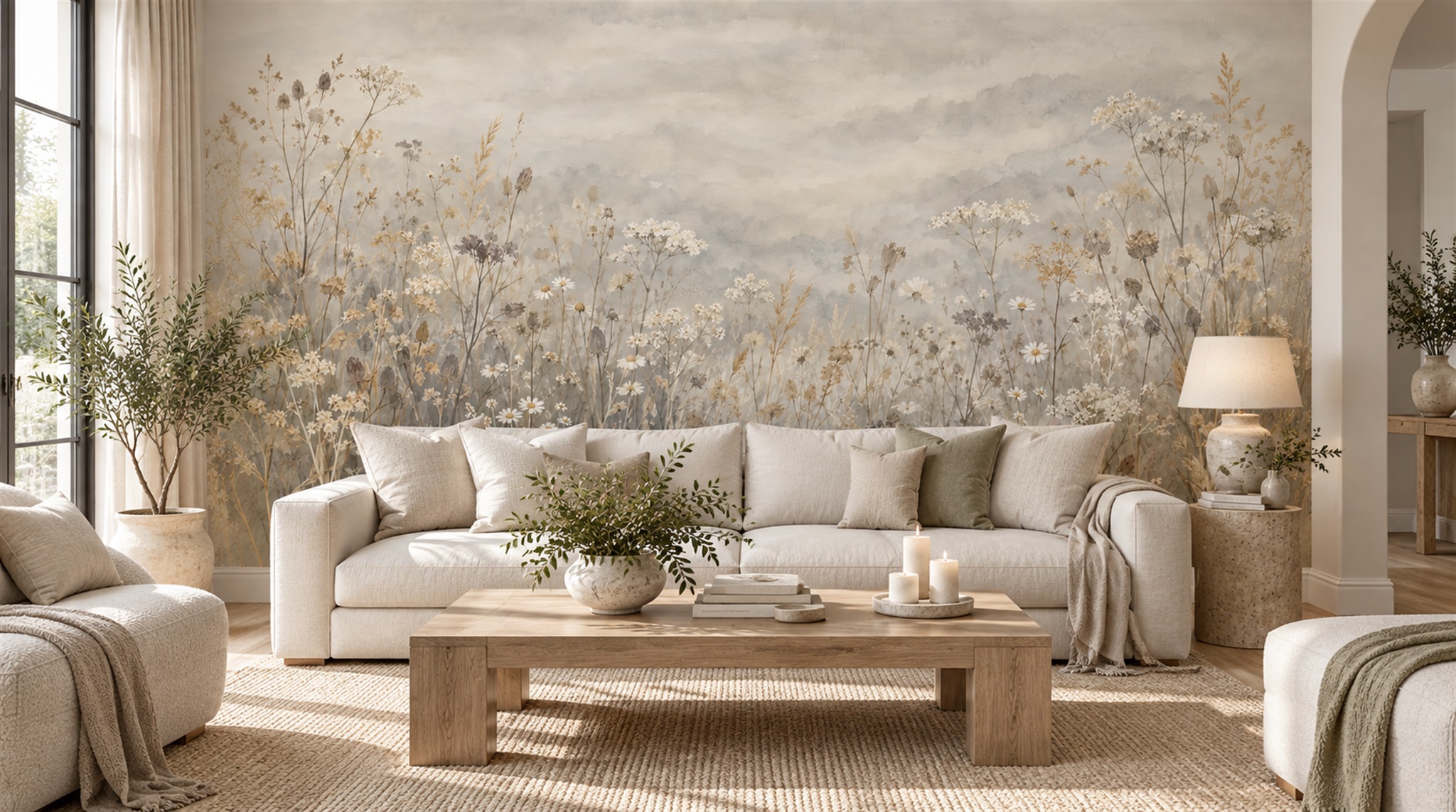 Ivory And Red Decorative Patterning Textured Wallpaper Mural Accent-wall-wallpaper-murals, Peel-and-stick Finish