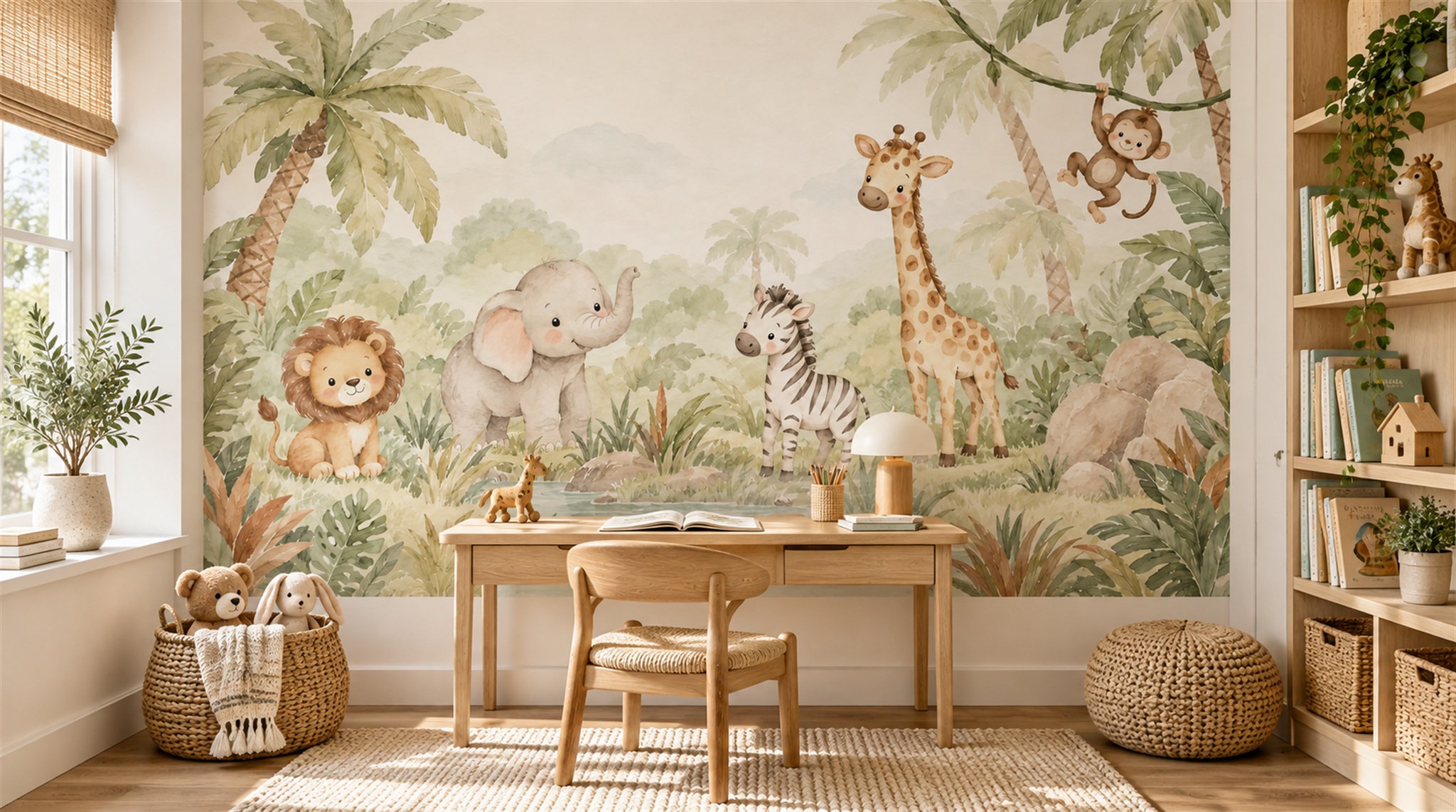 Cream And Red Decorative Patterning Layered Wallpaper Mural Nursery-wallpaper-murals, Peel-and-stick Finish