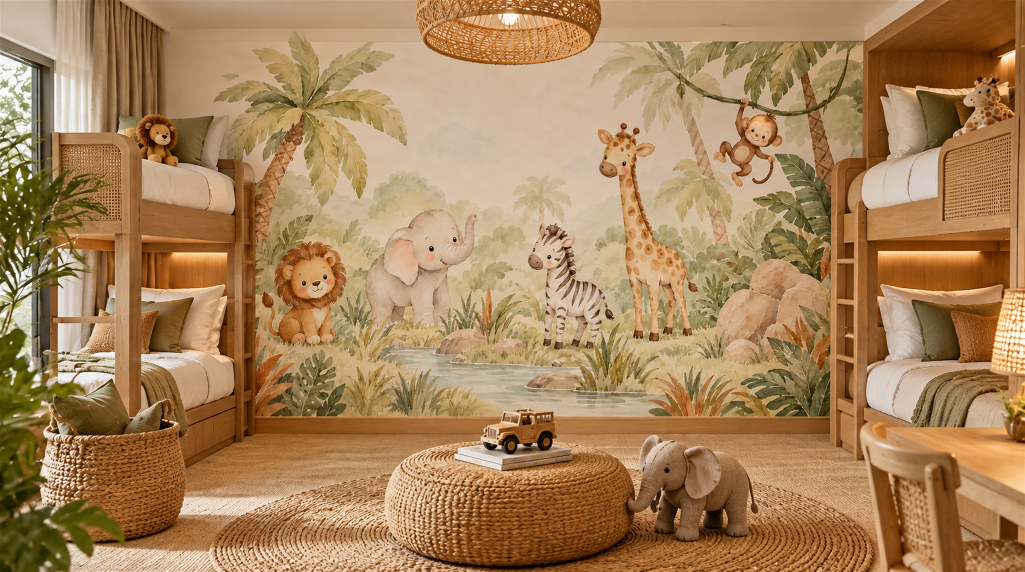 Cream And Red Decorative Patterning Layered Wallpaper Mural Accent-wall-wallpaper-murals, Peel-and-stick Finish