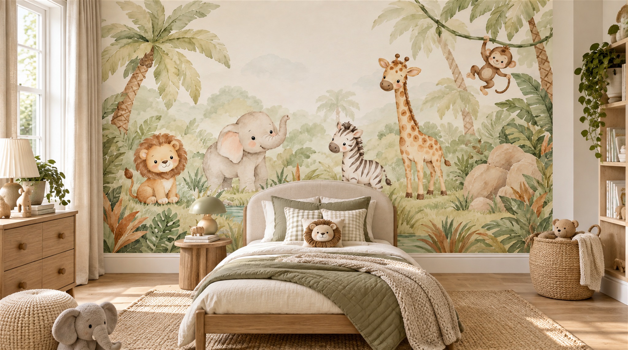 Cream And Red Decorative Patterning Layered Wallpaper Mural Kids-room-wallpaper-murals, Peel-and-stick Finish