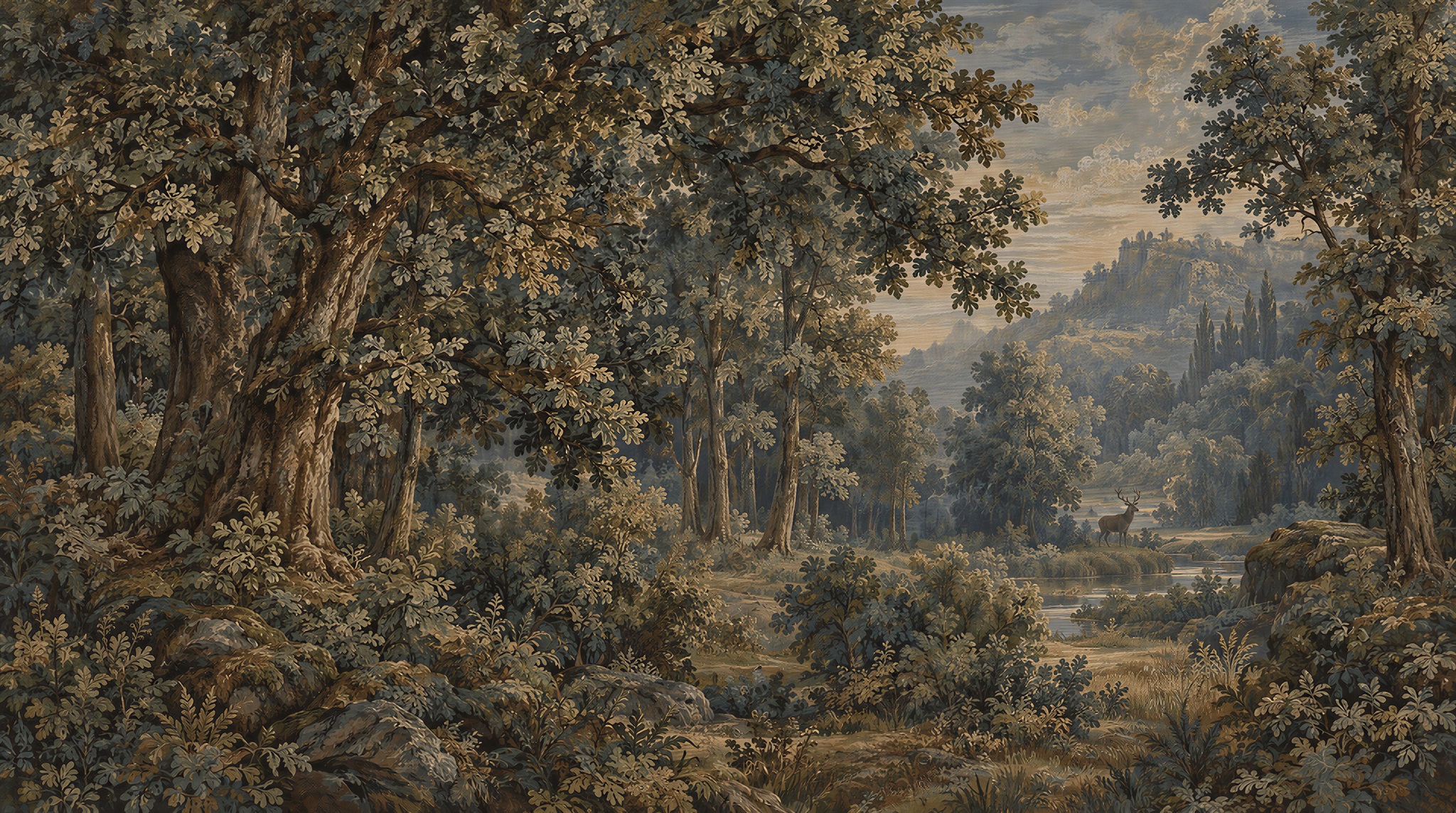 Shadowed Woodland Path Wallpaper Mural — Wallpaper Mural Design, Peel-and-stick Finish