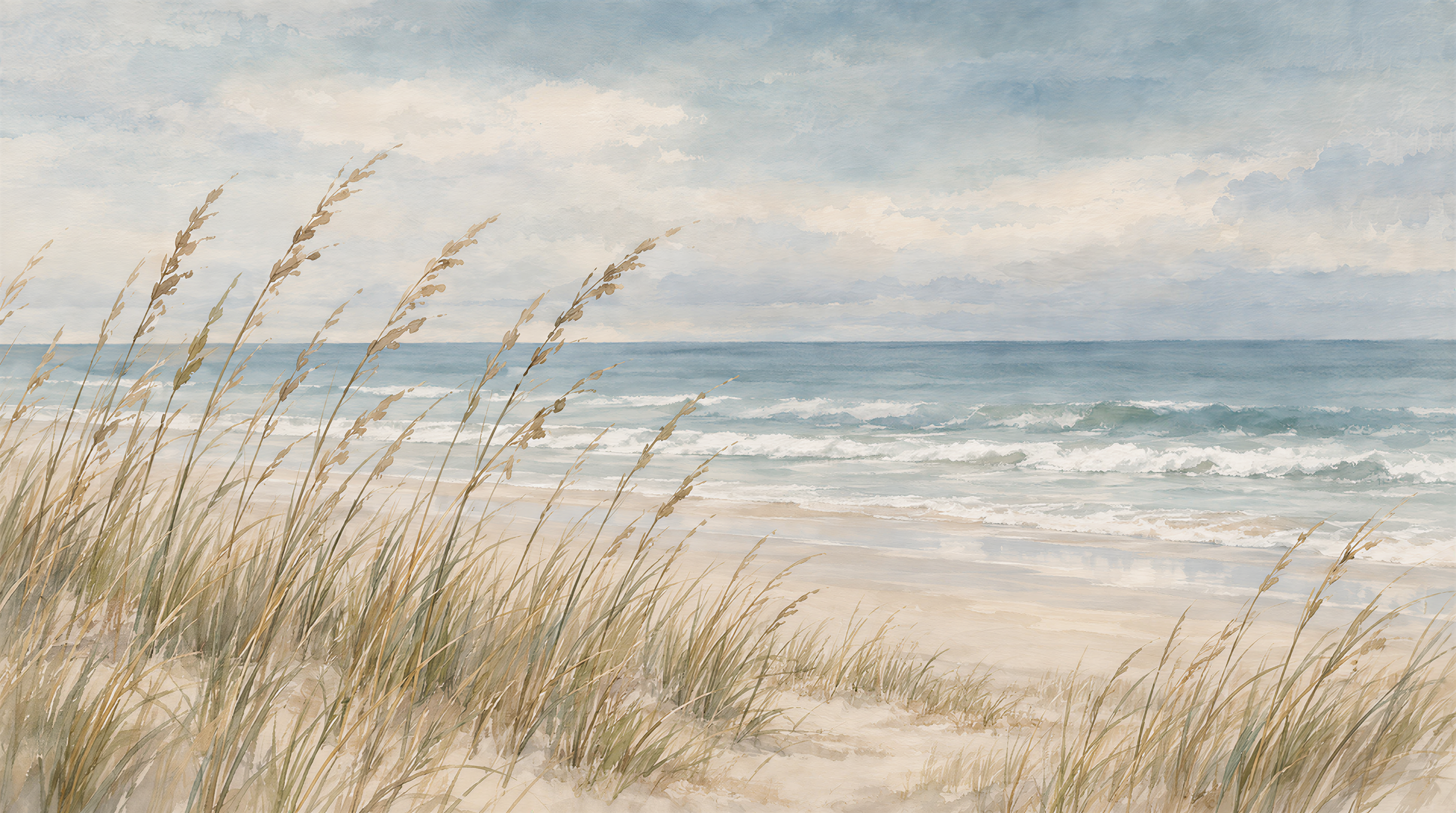 Red And Blue A Coastal Scene Wallpaper Mural, Peel-and-stick Finish