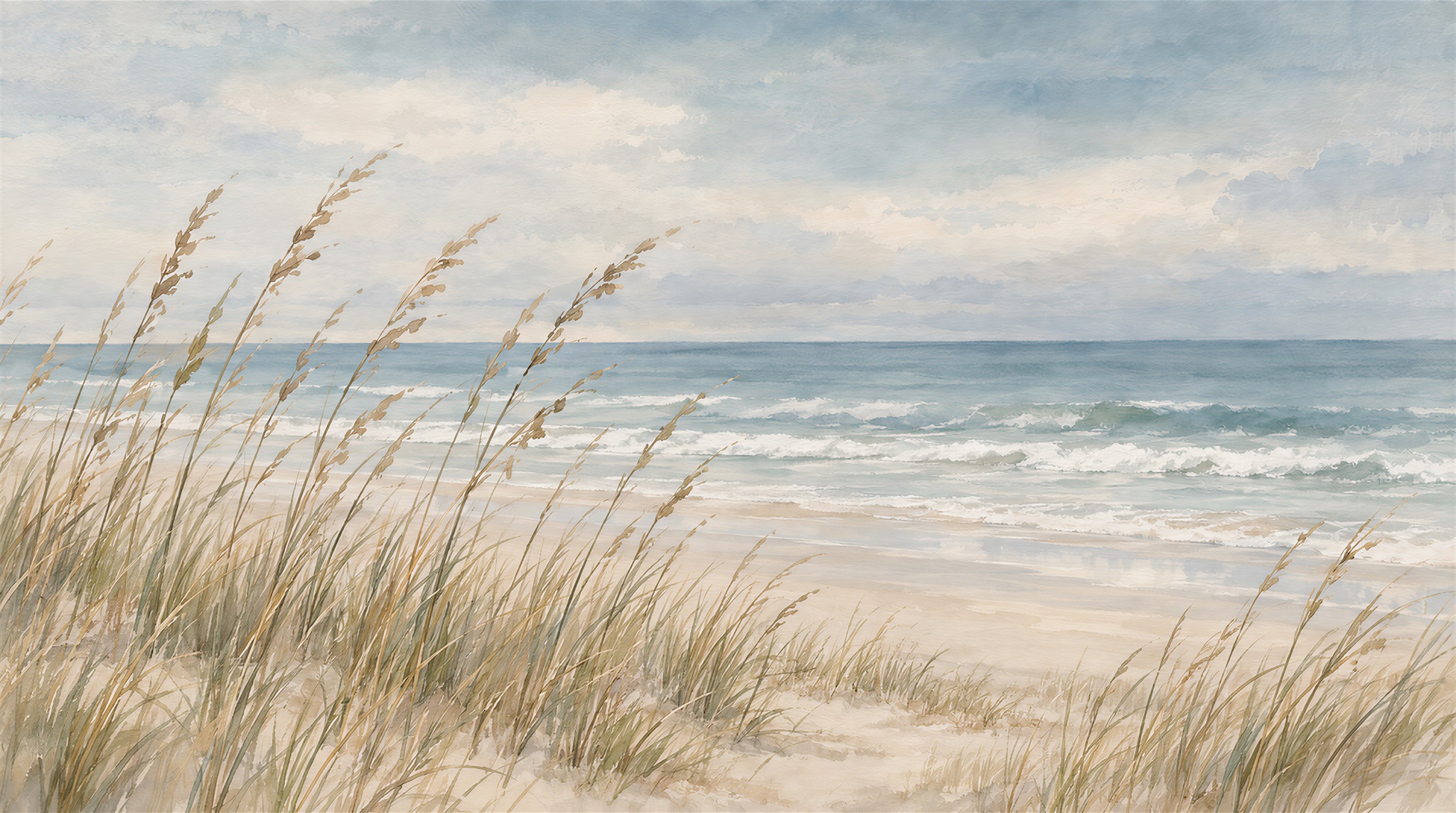 Dune Grass And Open Sea Wallpaper Mural — Wallpaper Mural Design, Peel-and-stick Finish