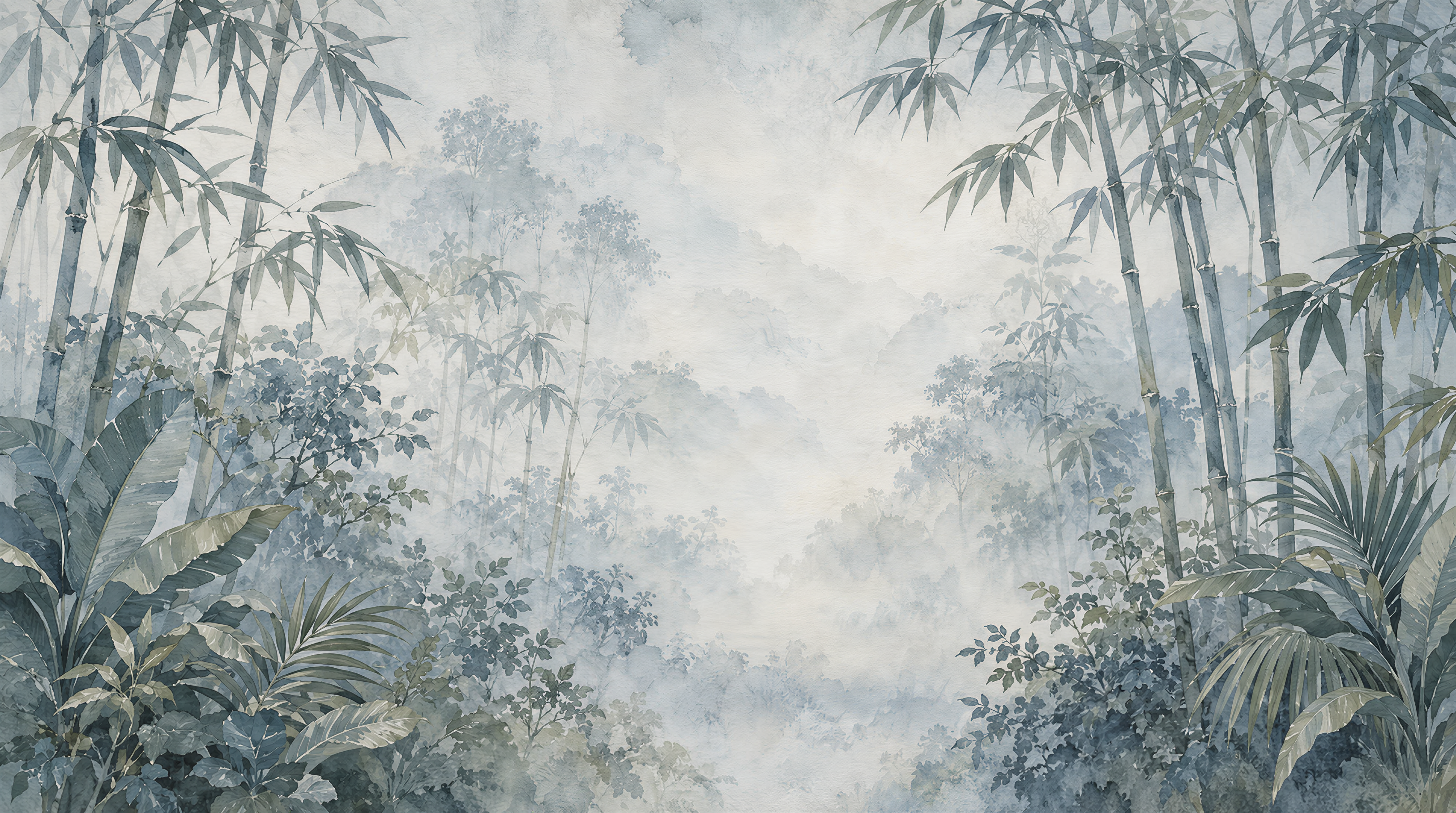 Red And Blue Decorative Patterning Bamboo Wallpaper Mural, Peel-and-stick Finish