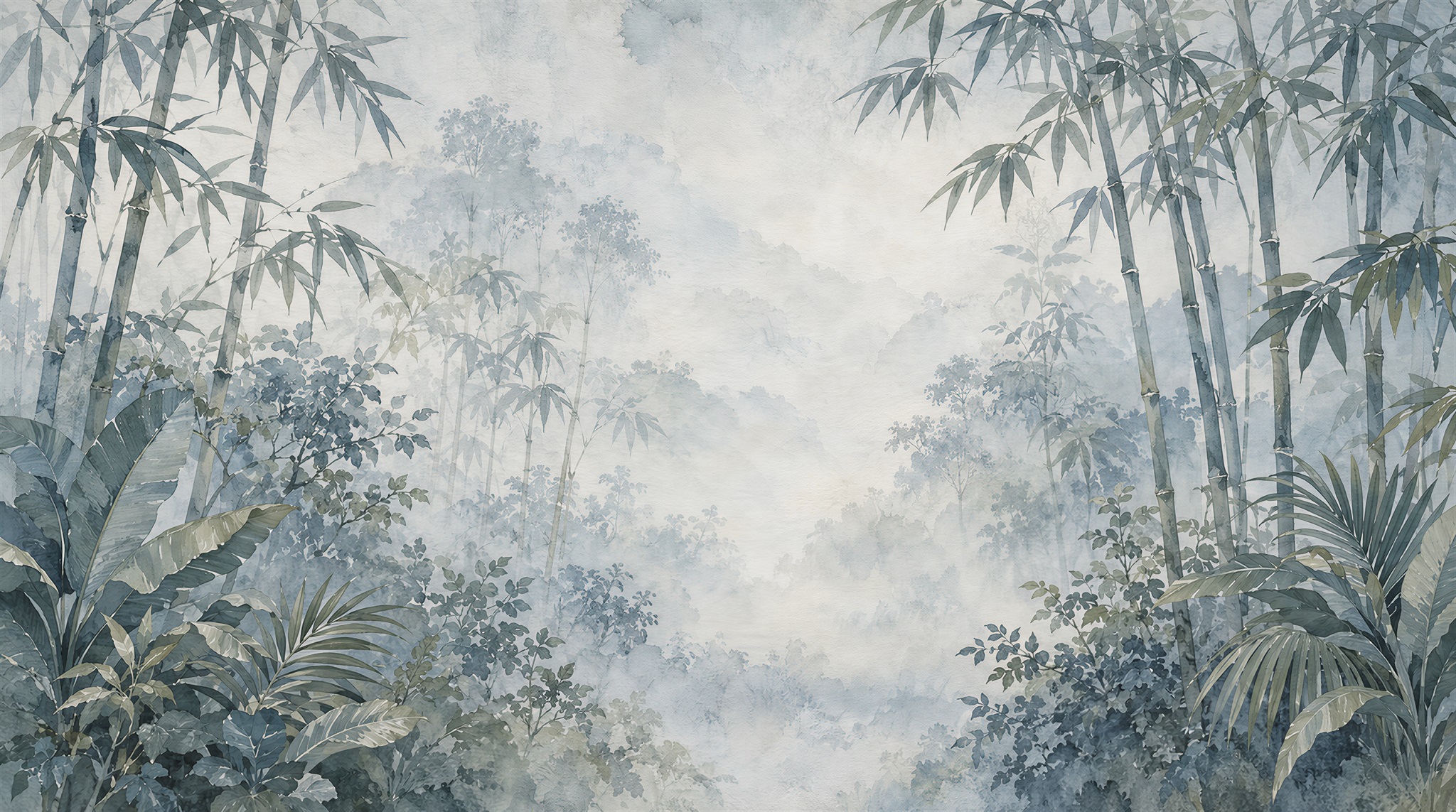 Red And Blue Decorative Patterning Bamboo Wallpaper Mural, Peel-and-stick Finish