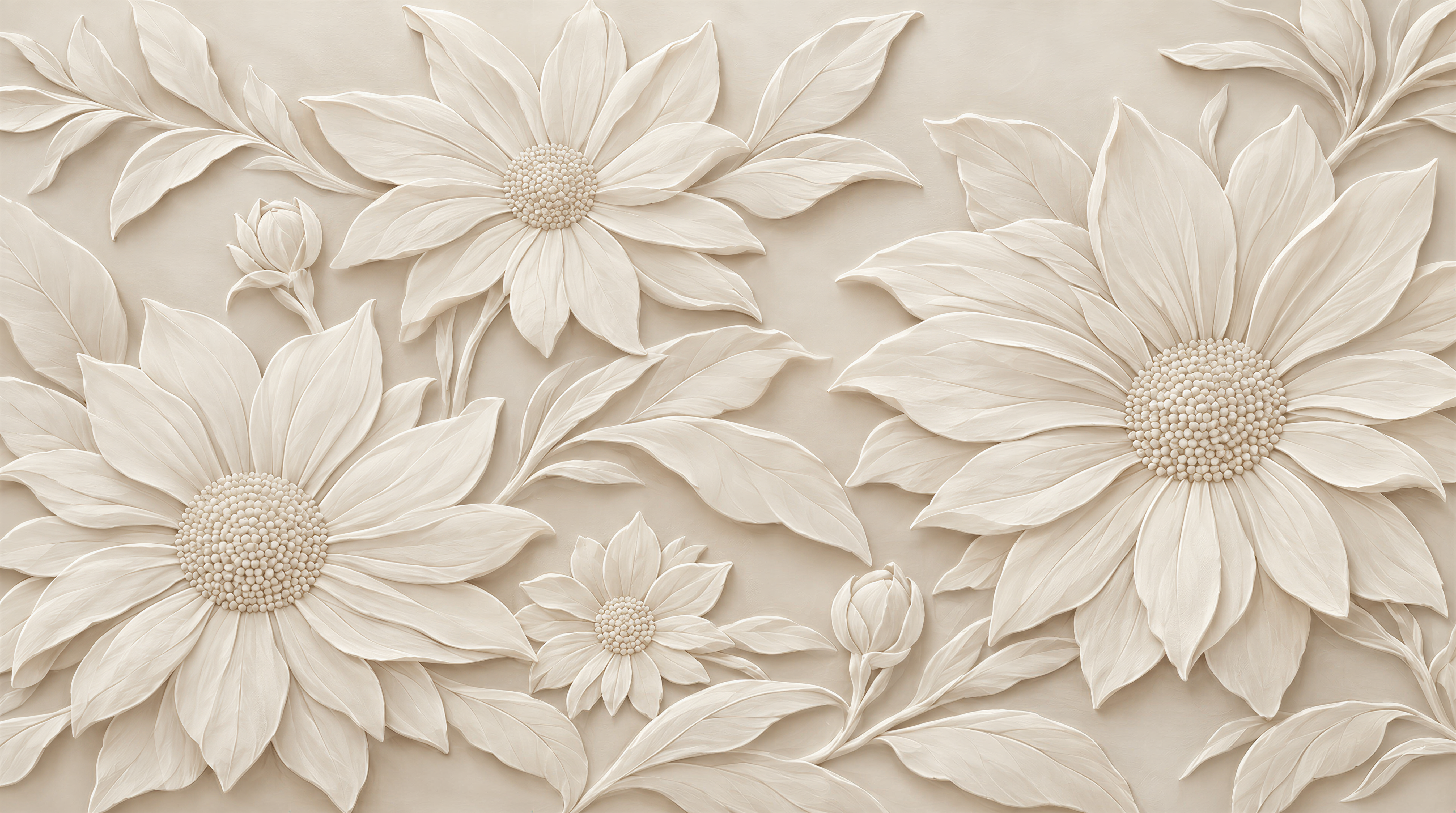 Ivory And Red Decorative Patterning Organic Wallpaper Mural, Peel-and-stick Finish