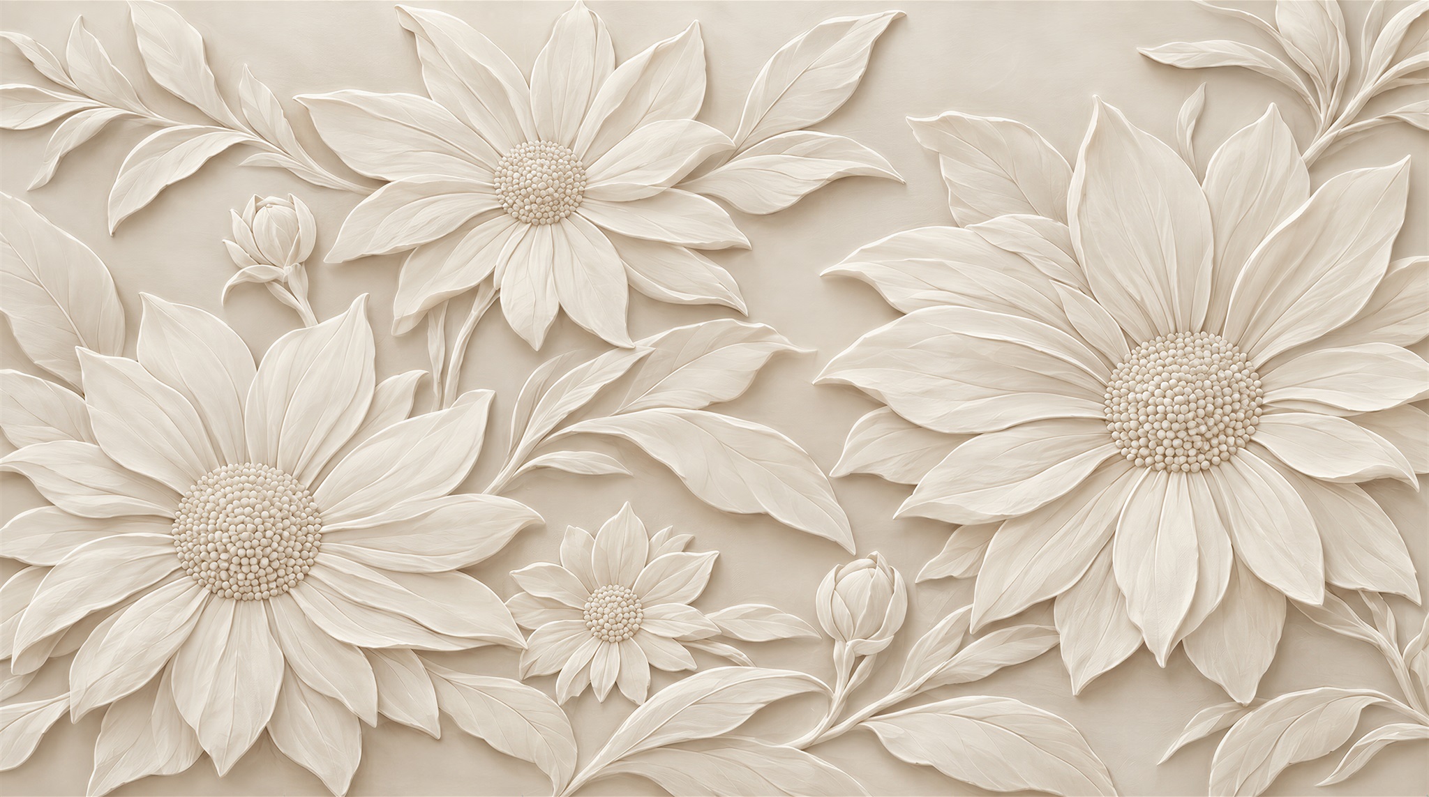Ivory And Red Decorative Patterning Organic Wallpaper Mural Accent-wall-wallpaper-murals, Peel-and-stick Finish