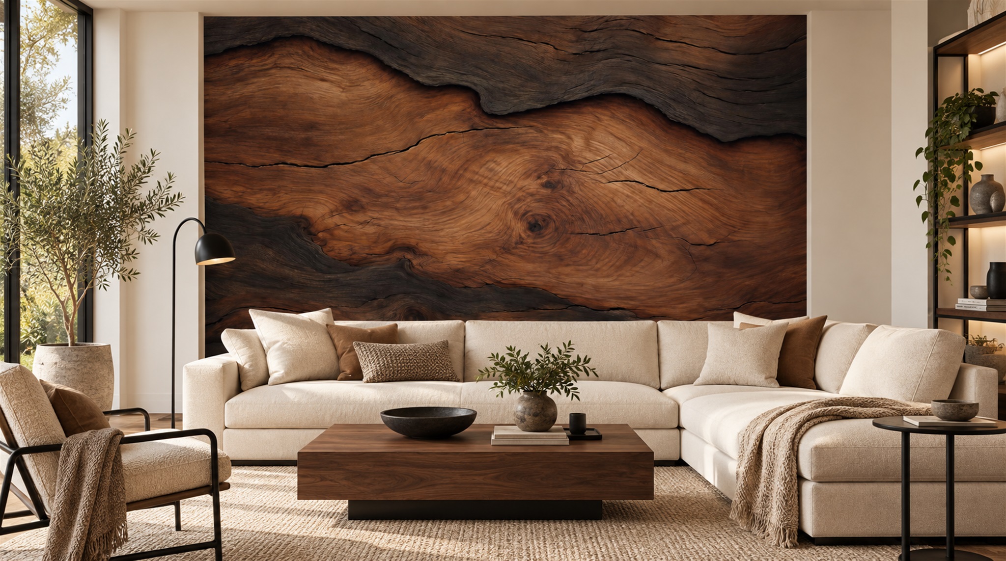 Brown And Red Decorative Patterning Wallpaper Mural Office-wallpaper-murals, Shown In A Home Office, Peel-and-stick Finish