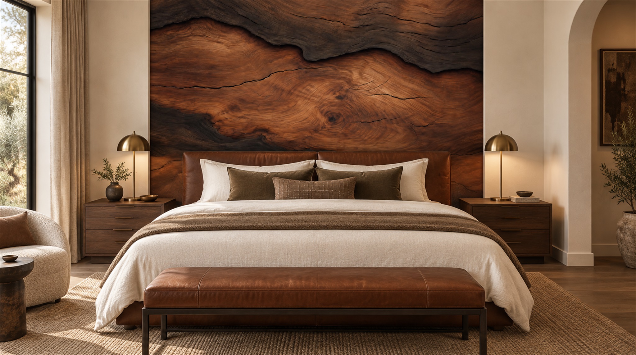 Brown And Red Decorative Patterning Wallpaper Mural Accent-wall-wallpaper-murals, Peel-and-stick Finish