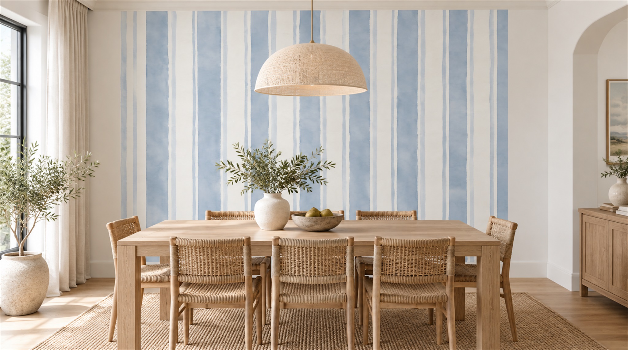 Red And Blue Striped Geometry Wallpaper Mural Bedroom-wallpaper-murals, Peel-and-stick Finish