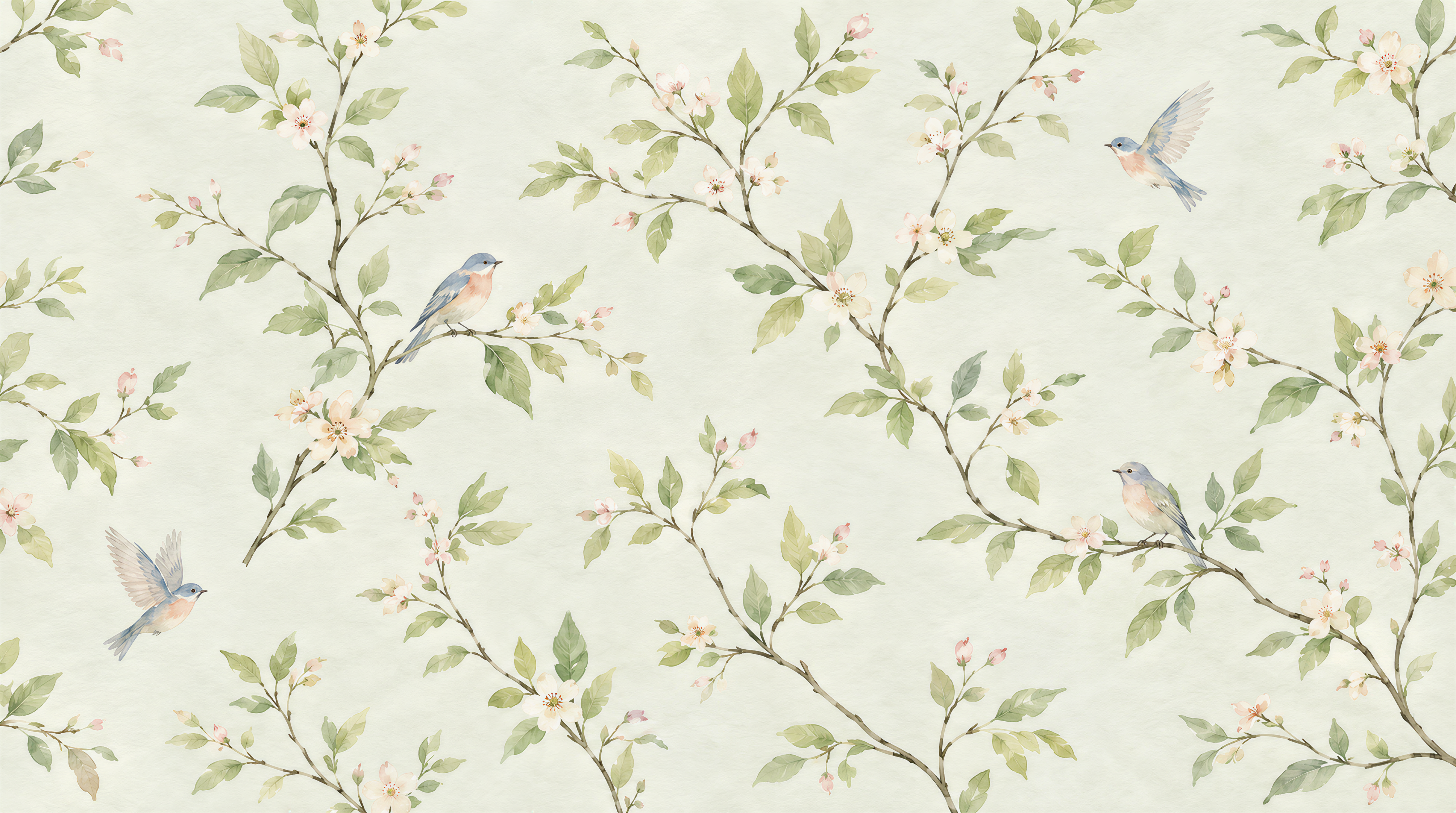 Ivory And Red Decorative Patterning Painterly Wallpaper Mural, Peel-and-stick Finish