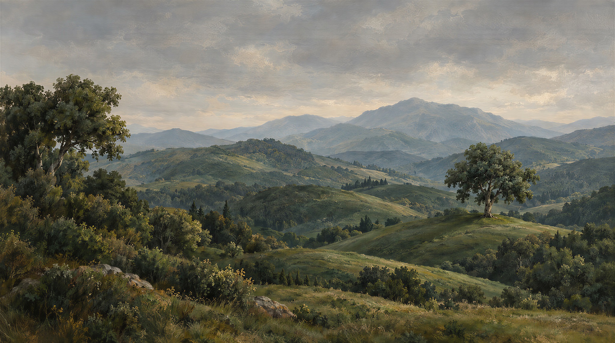 Green Rolling Hills And Blue Ridge Wallpaper Mural — Wallpaper Mural Design, Peel-and-stick Finish