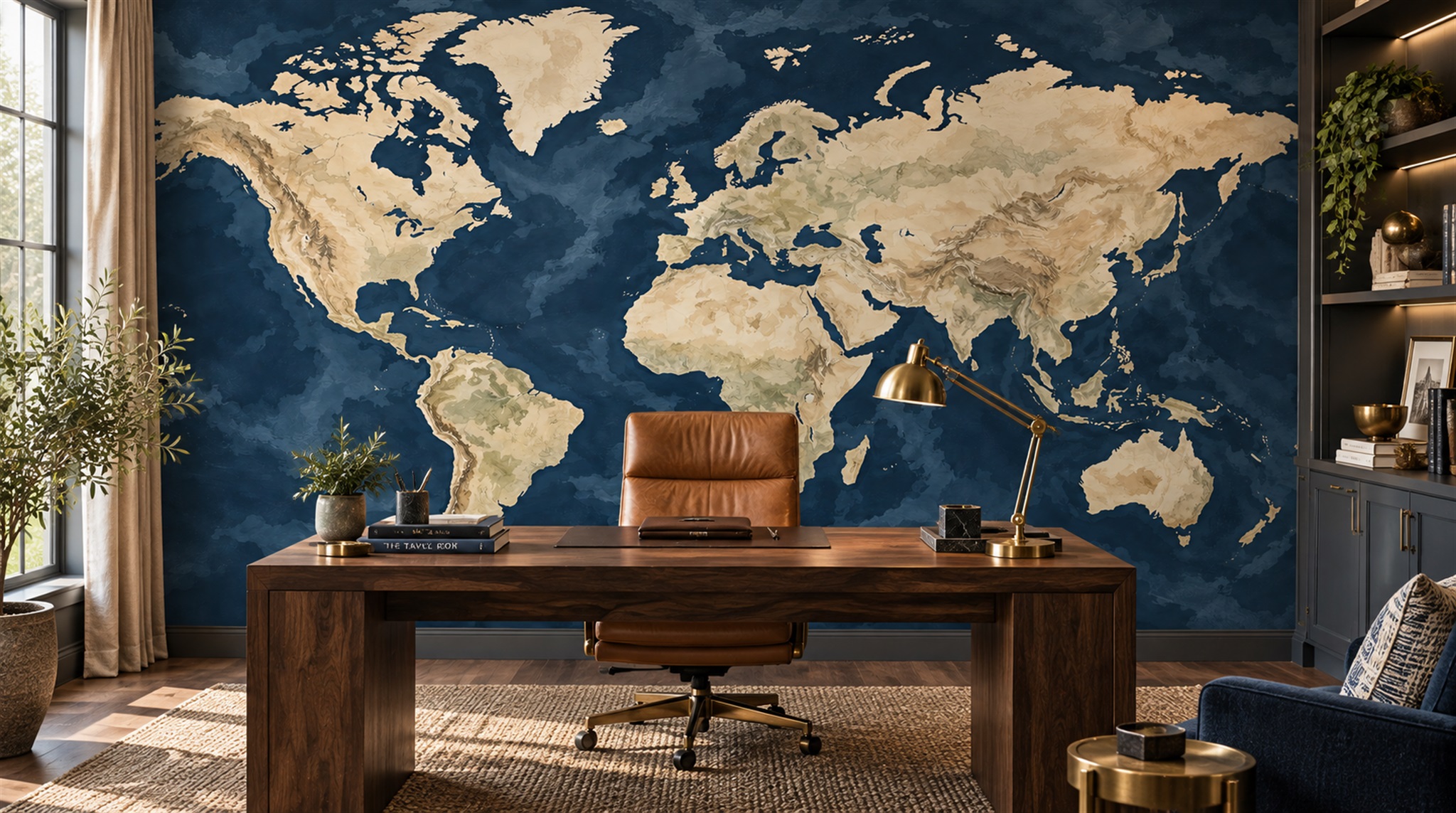 Red And Navy Decorative Patterning Layered Wallpaper Mural Accent-wall-wallpaper-murals, Peel-and-stick Finish