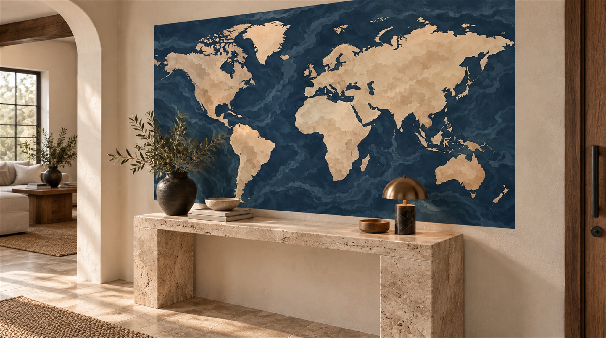 Red And Navy Decorative Patterning Textured Wallpaper Mural Living-room-wallpaper-murals, Peel-and-stick Finish