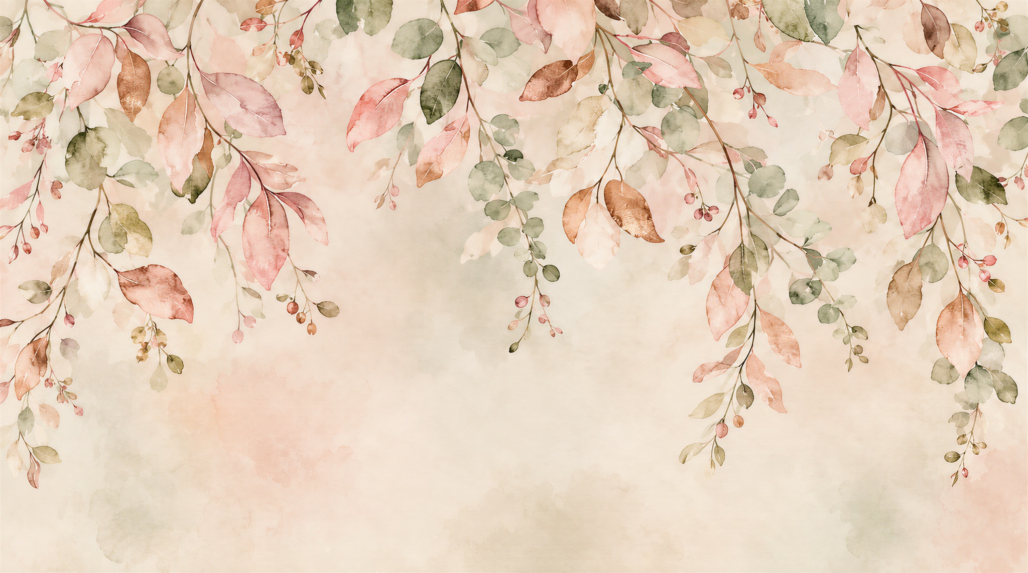 Red And Pink Decorative Patterning Painterly Wallpaper Mural Accent-wall-wallpaper-murals, Peel-and-stick Finish