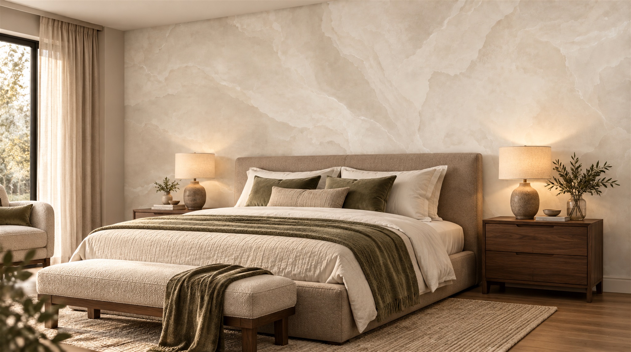 Ivory And Red Marble Veining Wallpaper Mural Bedroom-wallpaper-murals, Peel-and-stick Finish